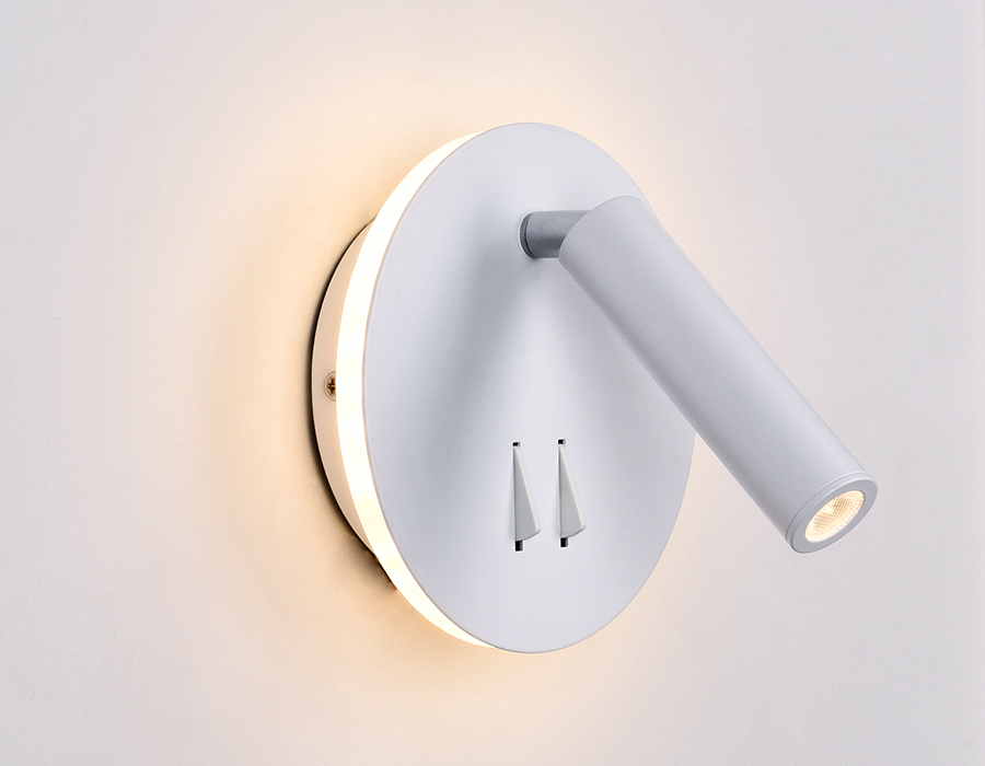 Настенный поворотный светодиодный светильник с выключателем FW251 WH/S белый/песок LED 4200K+3000K 12W D140*110