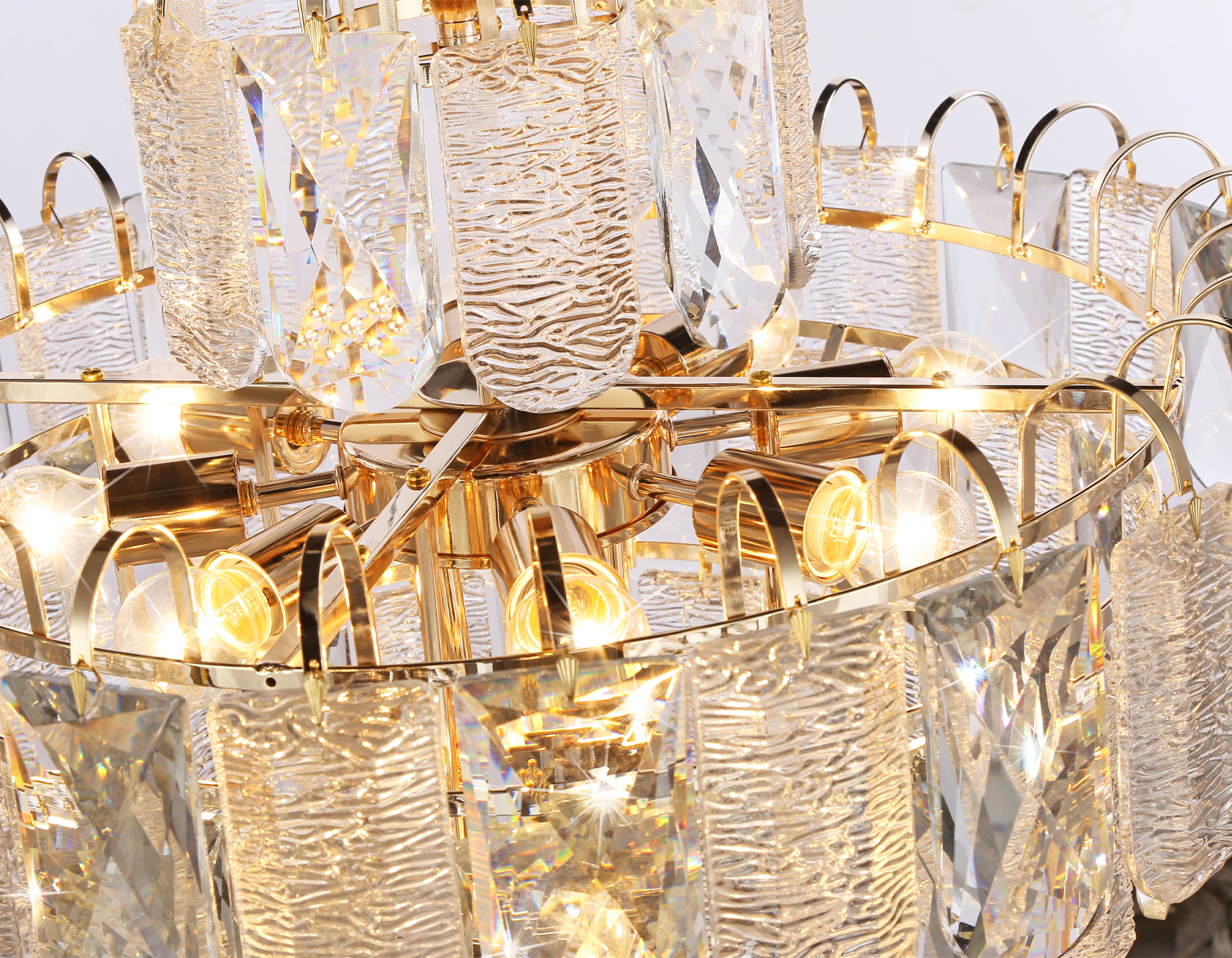 Подвесная люстра с хрусталем TR5233/12 SGD/CL/FR золото/прозрачный/белый матовый E27*12 max 40W D600*610