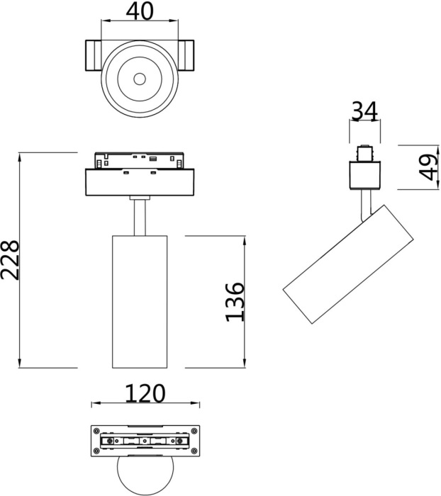 Трековый светильник Focus Led S35 4000K 7Вт 24 магнитный Maytoni Technical TR019-2-7W4K-B (tr019-2-7w4k-b)