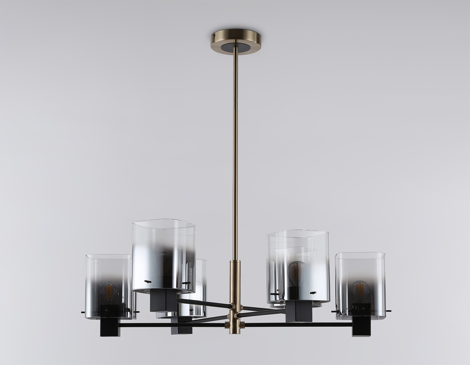 Подвесная люстра LH57041/6 BK/DBS/SM черный/темная латунь/дымчатый E14/6 max 40W D690*690