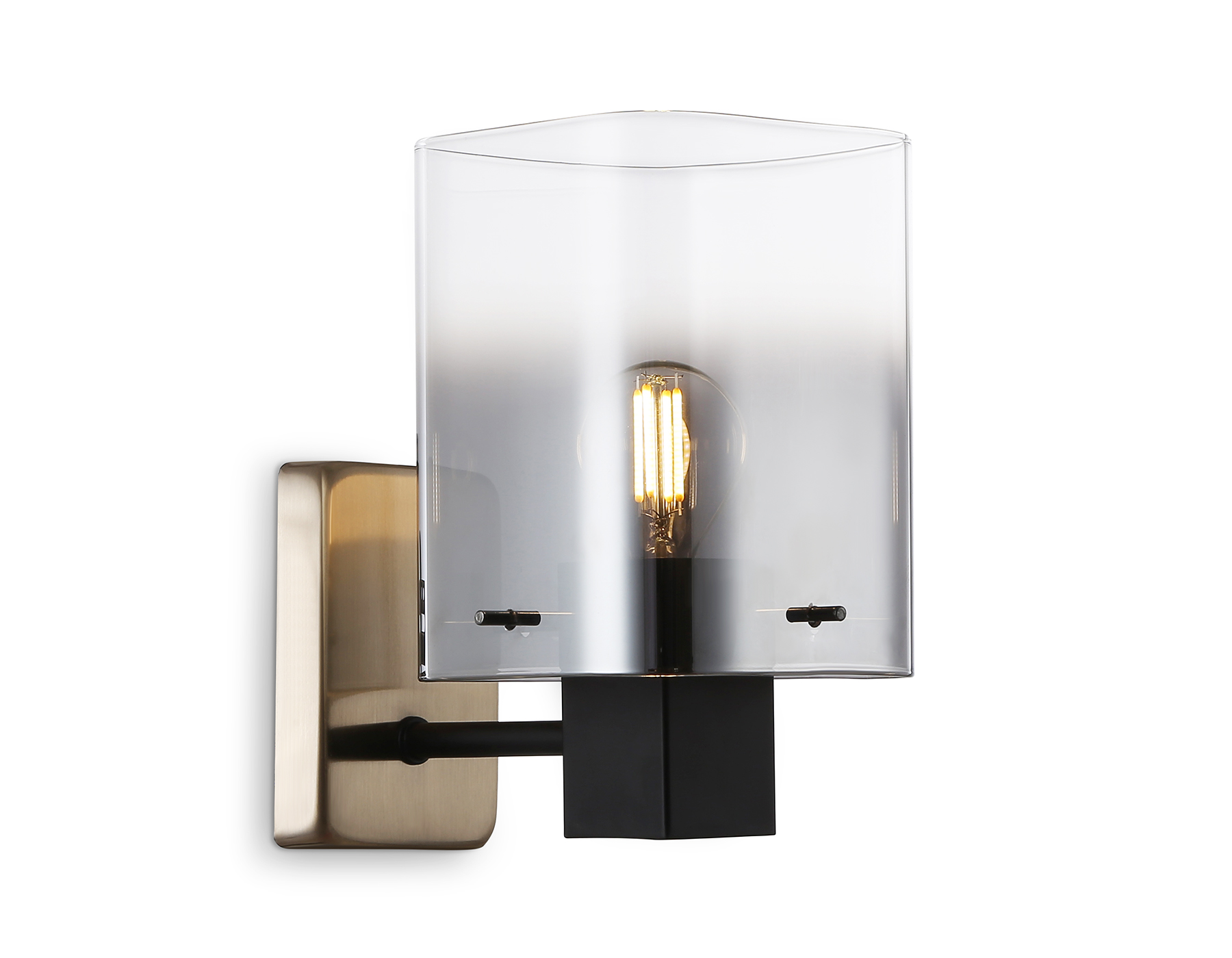 Настенный светильник LH57045 BK/DBS/SM черный/темная латунь/дымчатый E14 max 40W 195*110*185