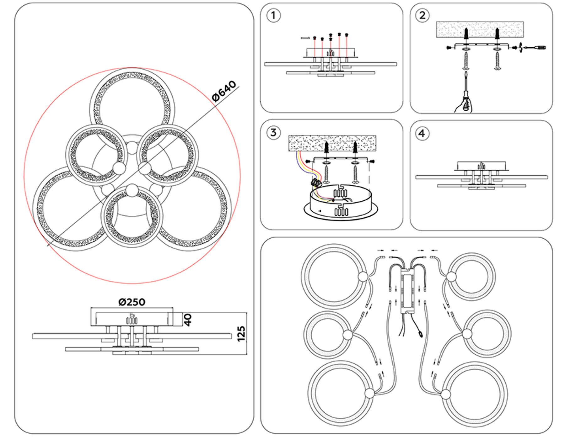 Потолочный светодиодный светильник с пультом FA4085/3+3 WH белый 100W 3000K+6400K/4200K/6400K+3000K 620*570*120 (ПДУ ИК)