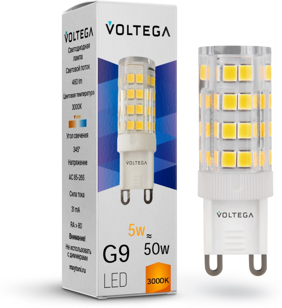 Светодиодная лампа Voltega Simple 7185 Capsule 5W 3000K G9 (voltega_7185)