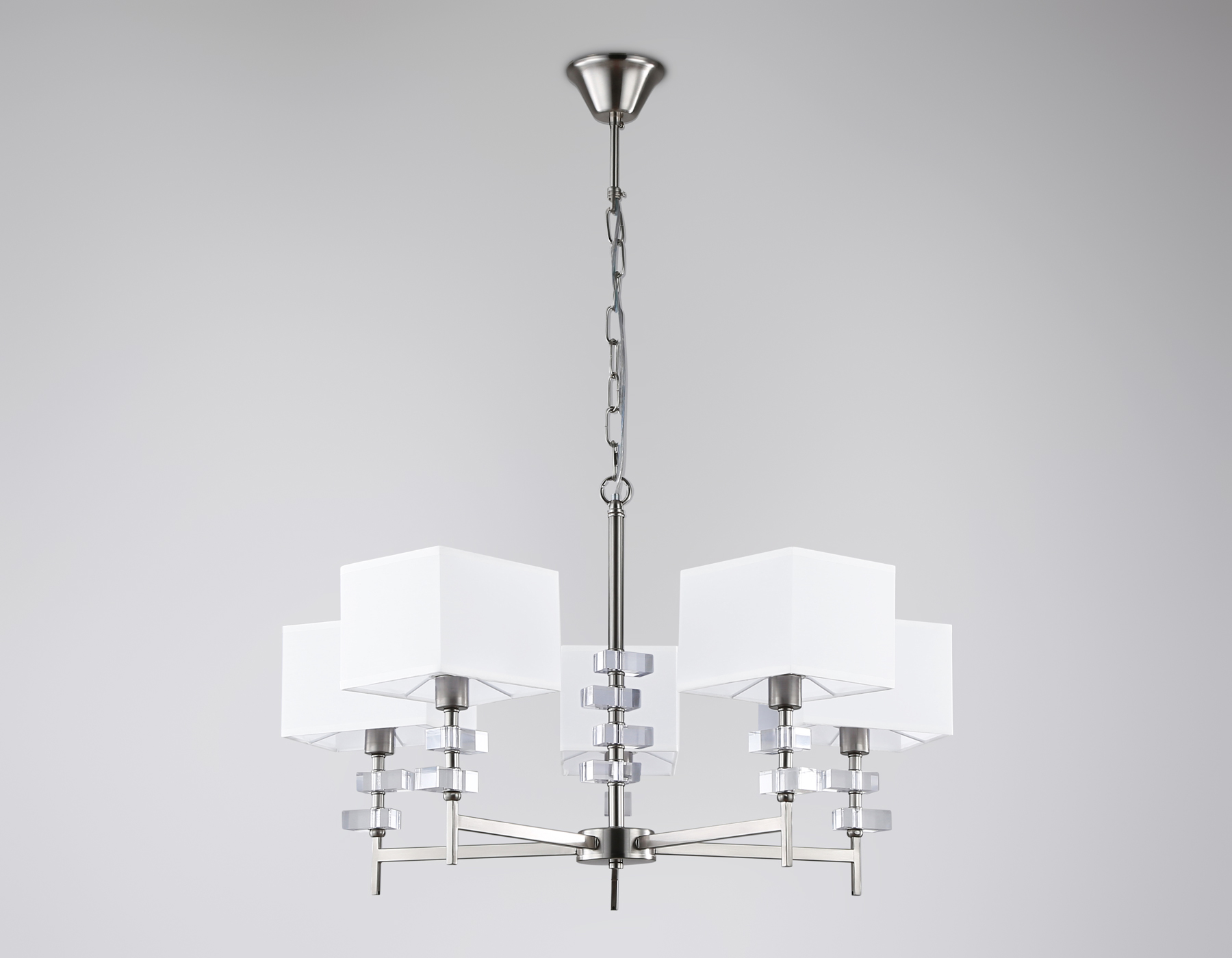 Подвесная люстра с абажурами LH71321/5 SN/WH никель/белый E14/5 max 40W D700*850