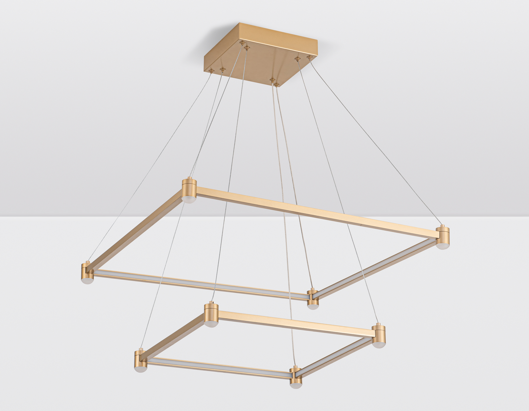 Подвесной светодиодный светильник FL5599/2+8 GD золотой 60W 3000K/4200K/6400K 600*600*1300 (без ПДУ)