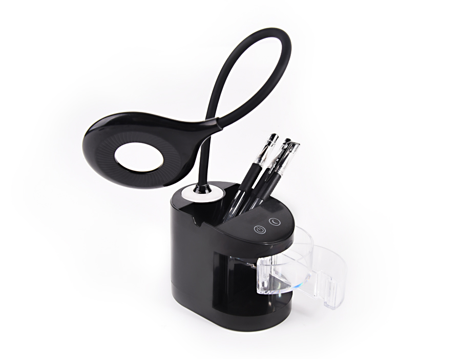 Настольная светодиодная лампа со встроенной аккумулятороной батареей и органайзером DE562 BK черный LED 4200K 4W