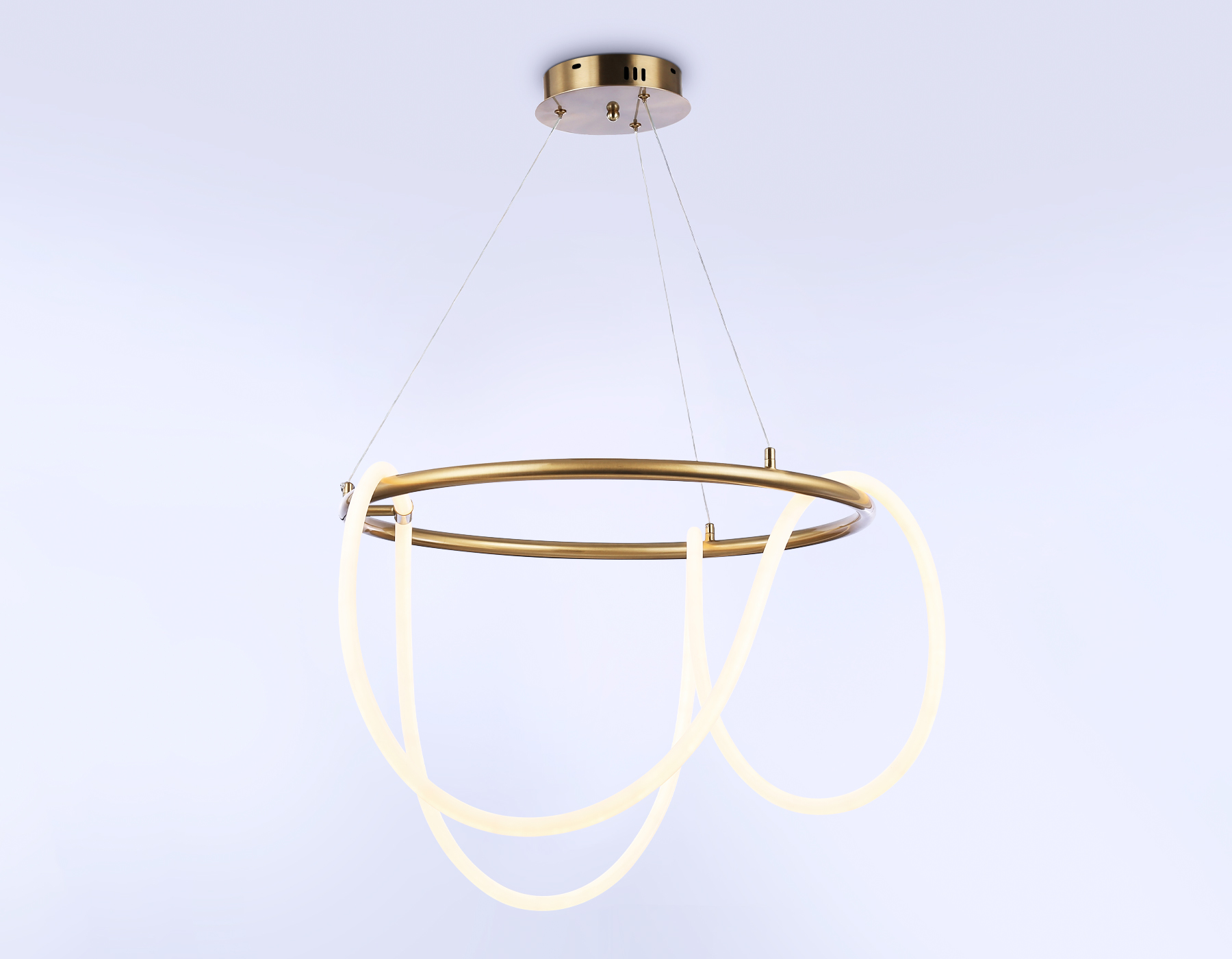 Подвесной светодиодный светильник с пультом FL10503 BS латунь 3000K/4200K/6400K 74W D600*1200 (ПДУ РАДИО 2.4G)