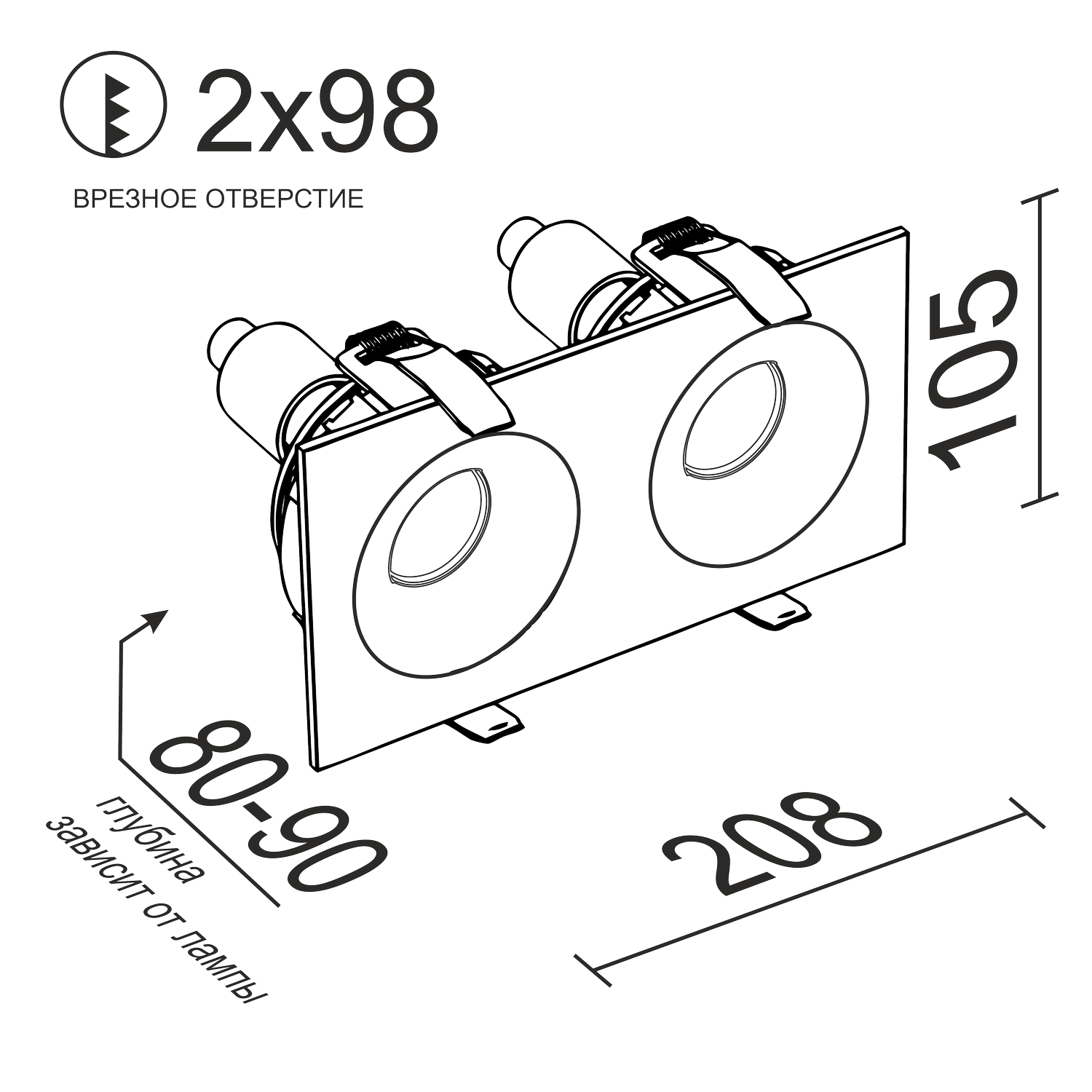 Встраиваемый поворотный светильник под сменную лампу Ledron DE202 Black (2332)