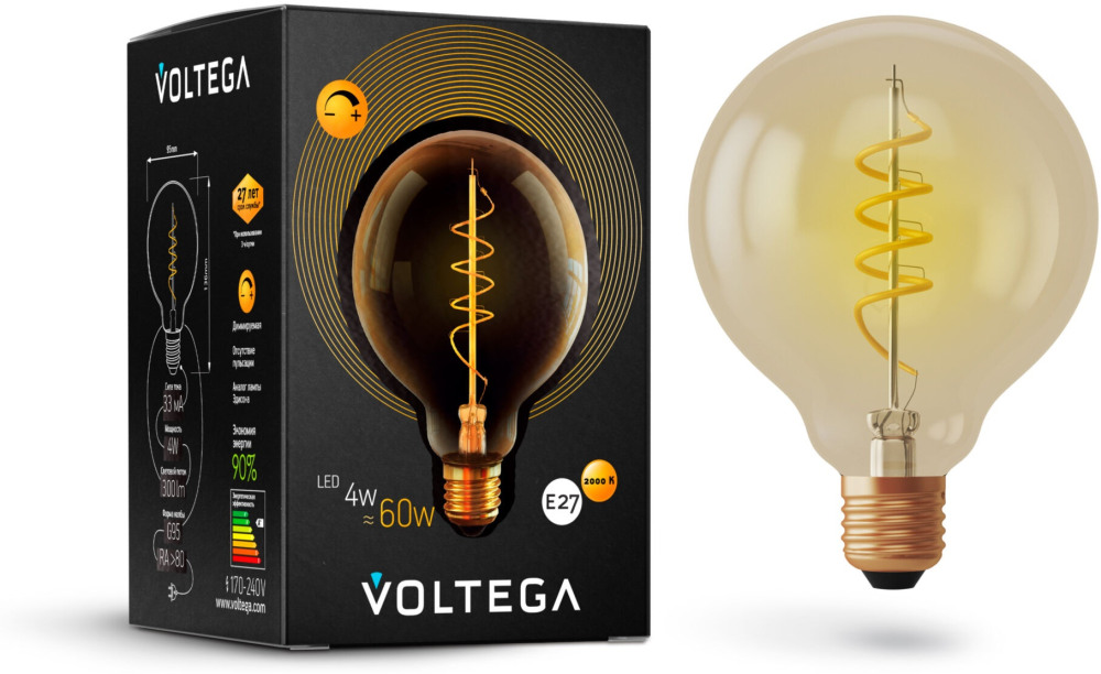 Лампочка светодиодная 2000K 300Lm E27x4W Loft LED 7076 (voltega_7076)