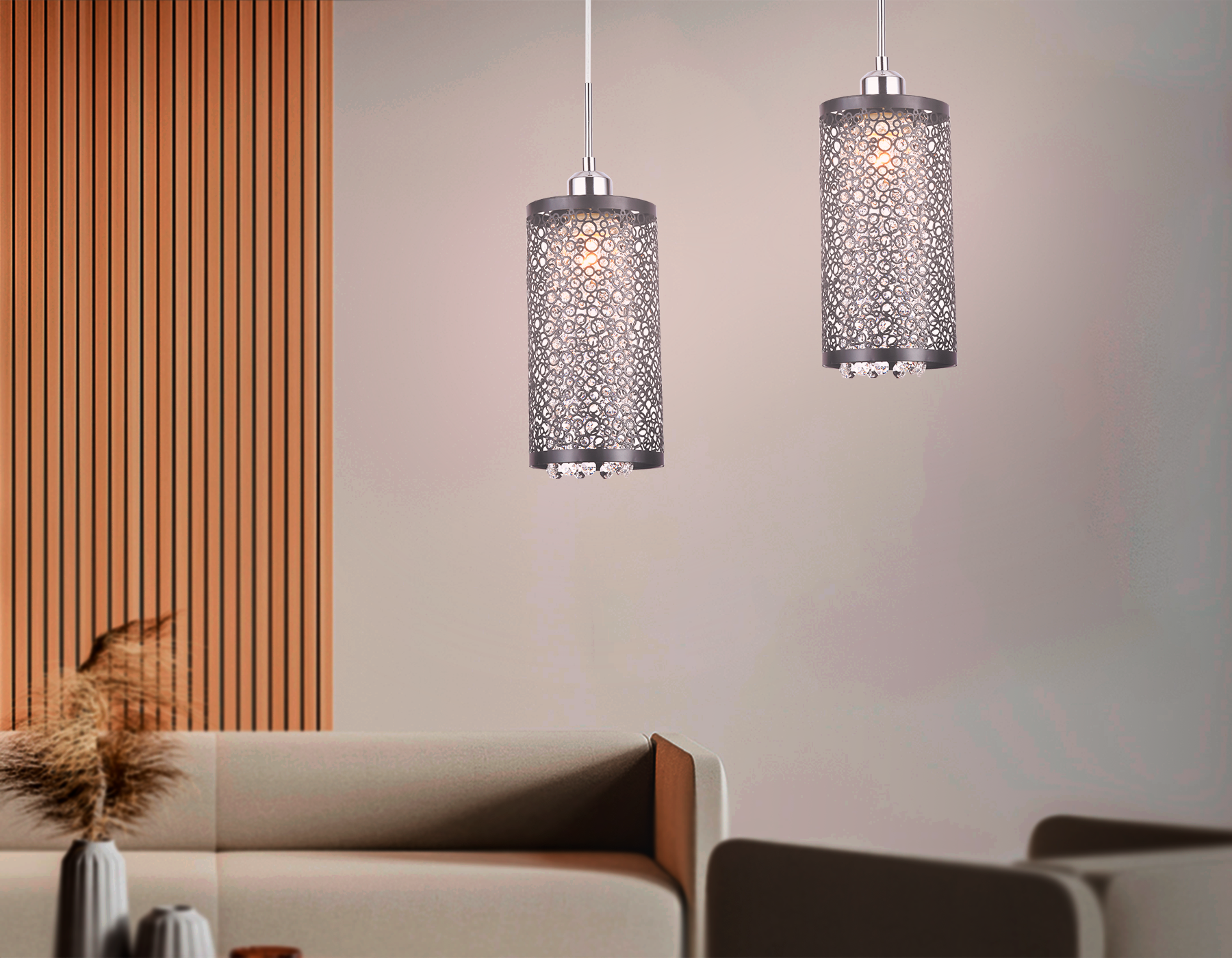 Подвесной светильник со сменной лампой TR3637 CH/BK хром/черный E14 max 40W D130*1100