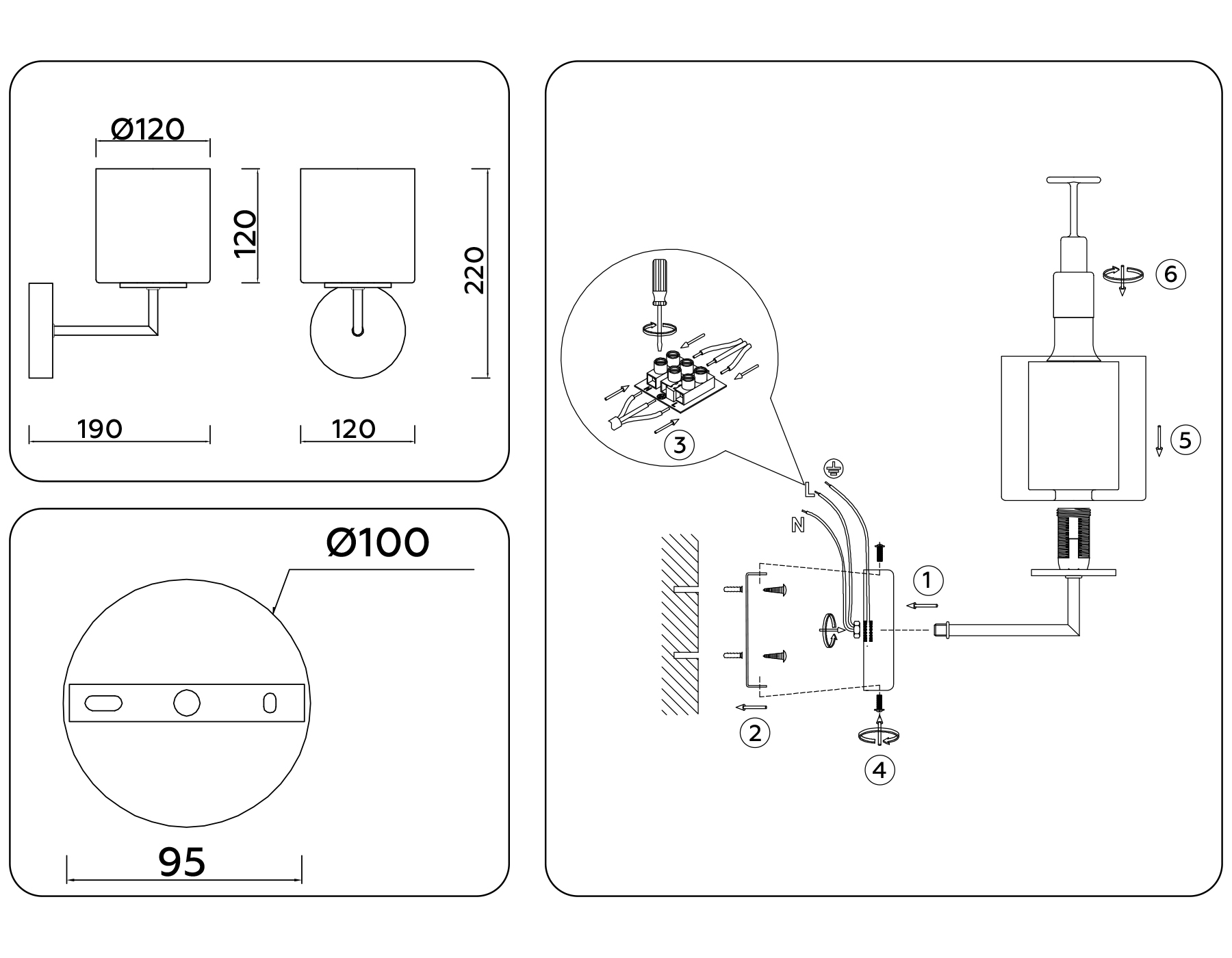 Настенный светильник LH56005 СH/FR хром/белый матовый E14 max 40W 190*120*220