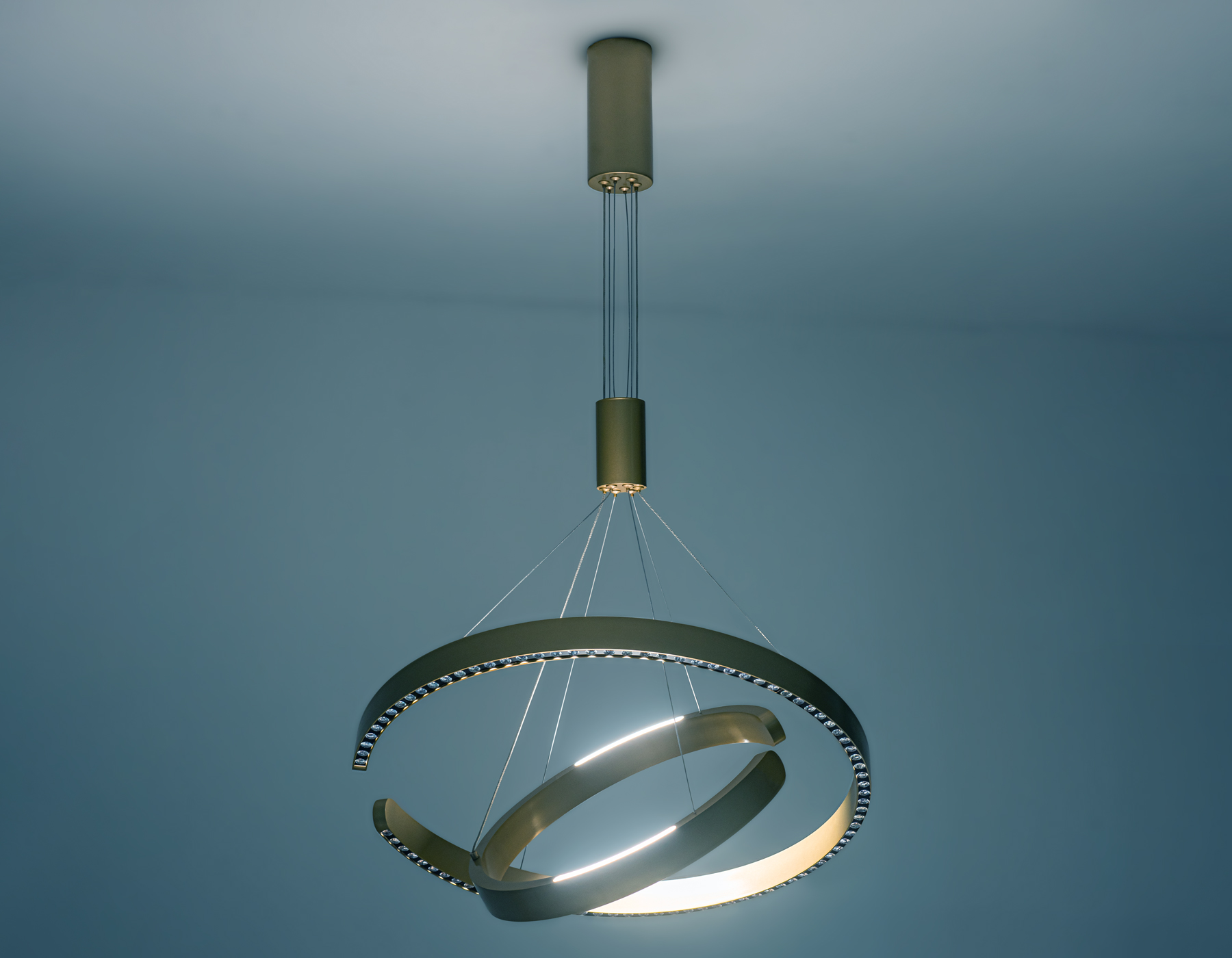 Подвесной светодиодный светильник FL5885/2 GD золото 45W 3000K/4200K/6400K D600/400*1200 (без ПДУ)