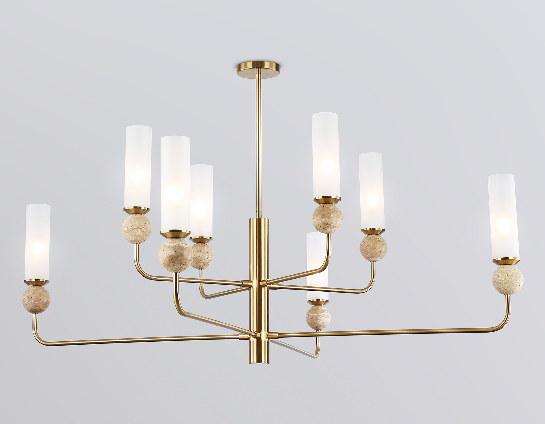 Люстра на штанге с мрамором LH53252/8 BS/FR латунь/белый матовый E14*8 max 40W D1260*1445