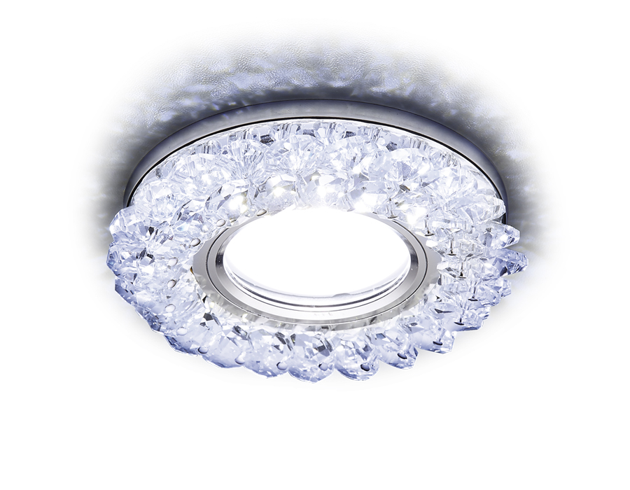 Встраиваемый точечный светильник MR16 со светодиодной подсветкой S701 CL/CH/CLD хром/прозрачный MR16+3W(LED COLD)