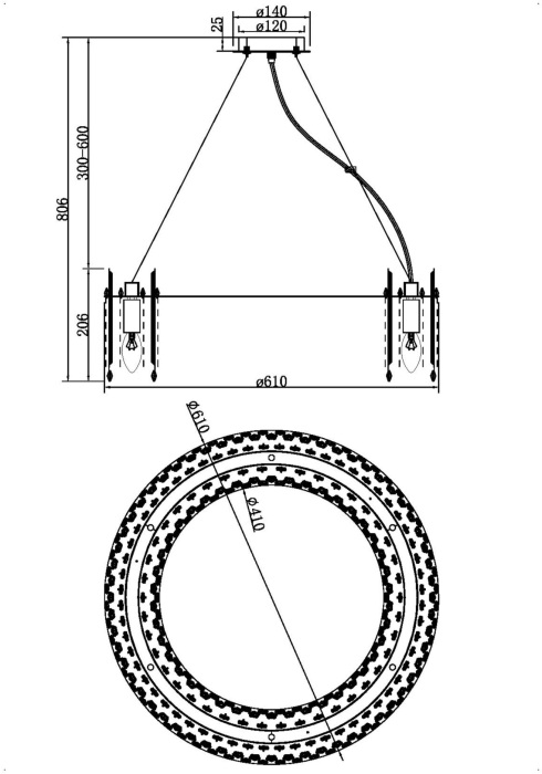 Подвесная люстра хрустальная Rocio MOD036PL-12N (mod036pl-12n)