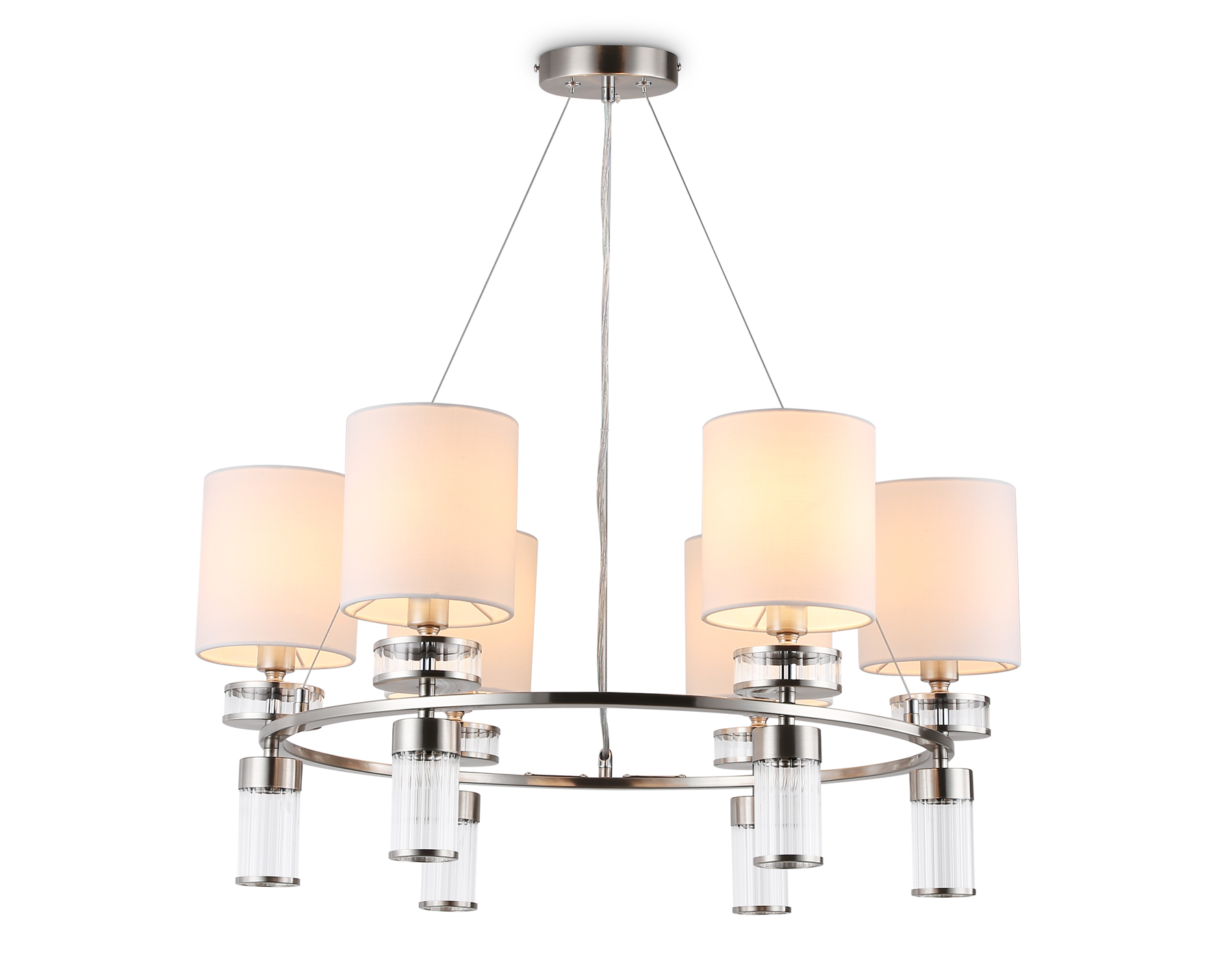 Подвесная люстра с абажурами LH71291/6 SN/WH никель/белый E14/6 max 40W D680*730