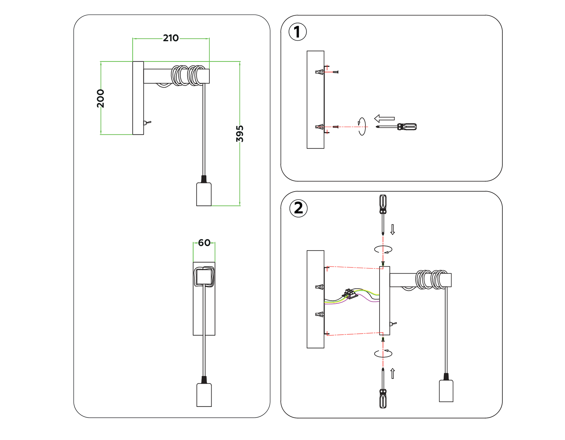 Настенный светильник с выключателем в стиле лофт TR8181 BK/LW черный/светлое дерево E27 max 40W 395*60*210
