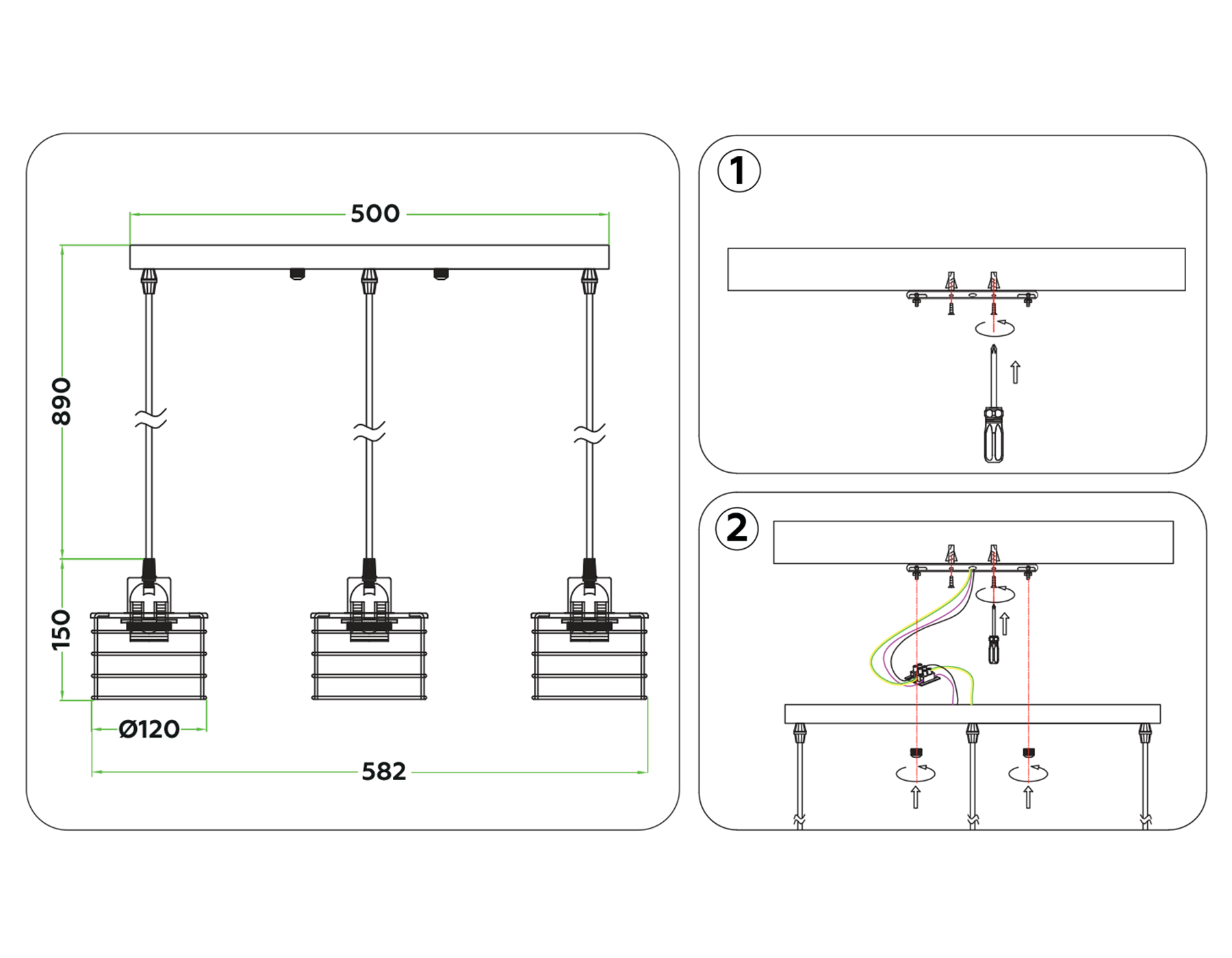 Подвесной светильник в стиле лофт TR8075/3 BK черный E27*3 max 40W 582*120*1040