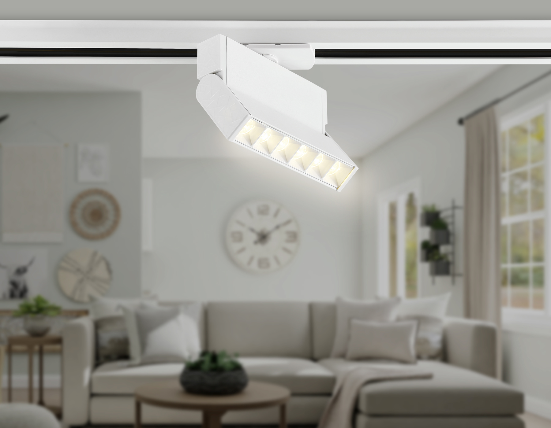 Трековый однофазный светодиодный светильник GL6811 WH белый LED 6W 3000K 24° 115*22*87