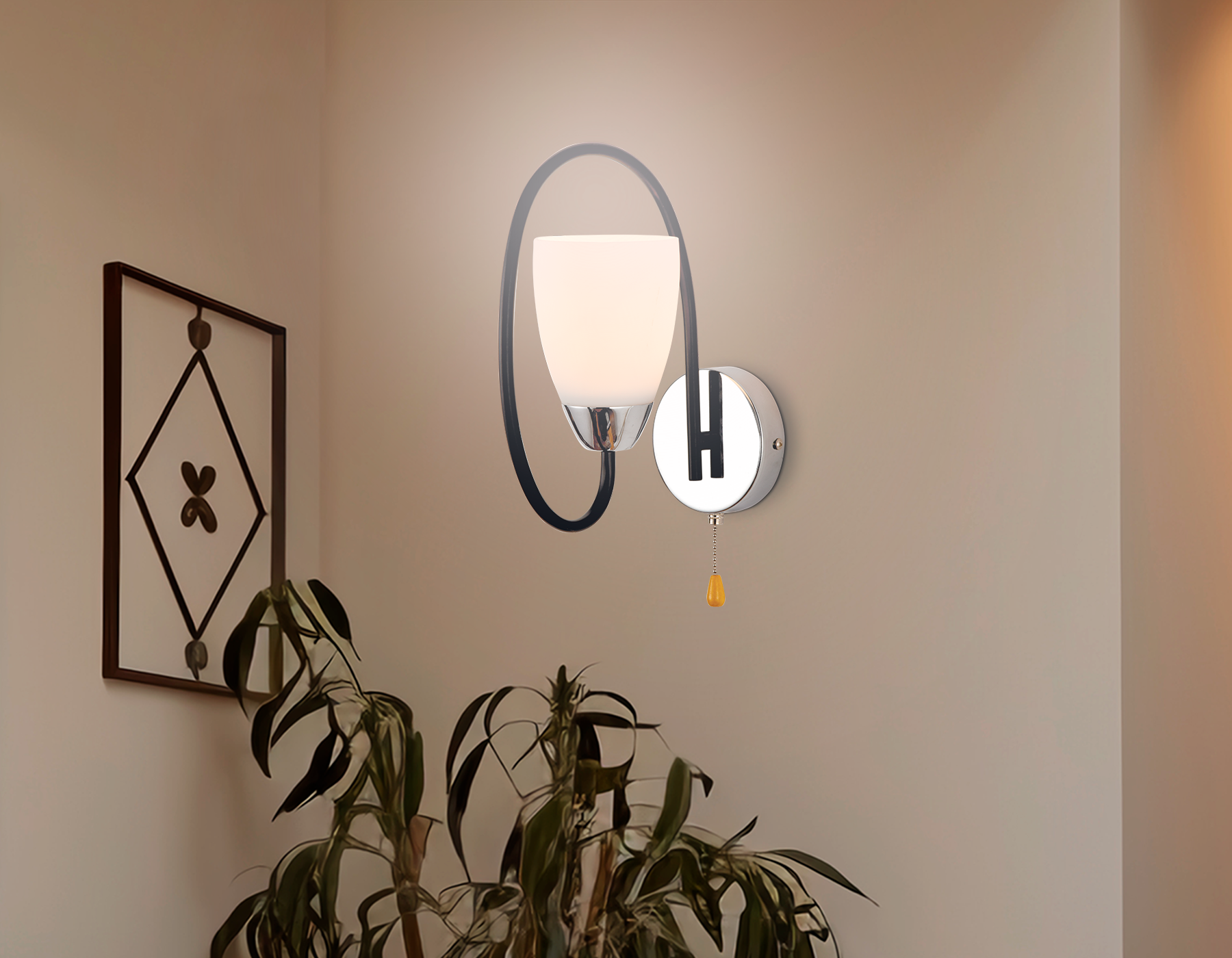 Настенный светильник с выключателем TR3134 BK/CH черный/хром E27 max 40W 320*100*230