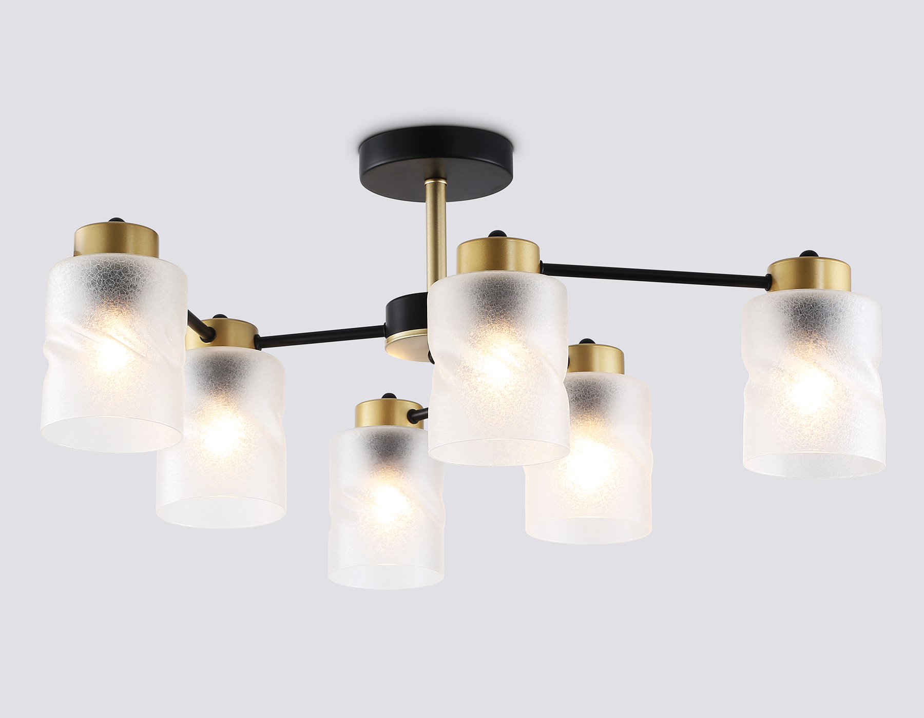 Люстра на штанге со стеклянными плафонами TR303325/6 BK/GD черный/золото E27/6 max 60W D680*270