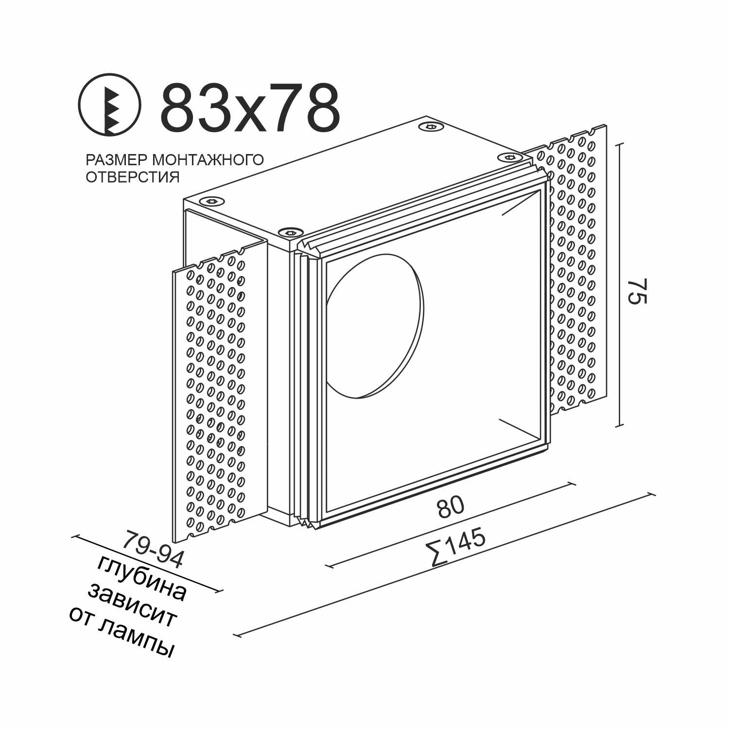 Встраиваемый светильник под сменную лампу Ledron Rise SQ H KIT1 Gold (8570)
