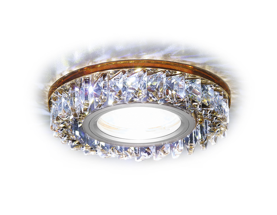 Встраиваемый точечный светильник MR16 со светодиодной подсветкой S255 BR хром/коричневый хрусталь/MR16+3W(LED WHITE)