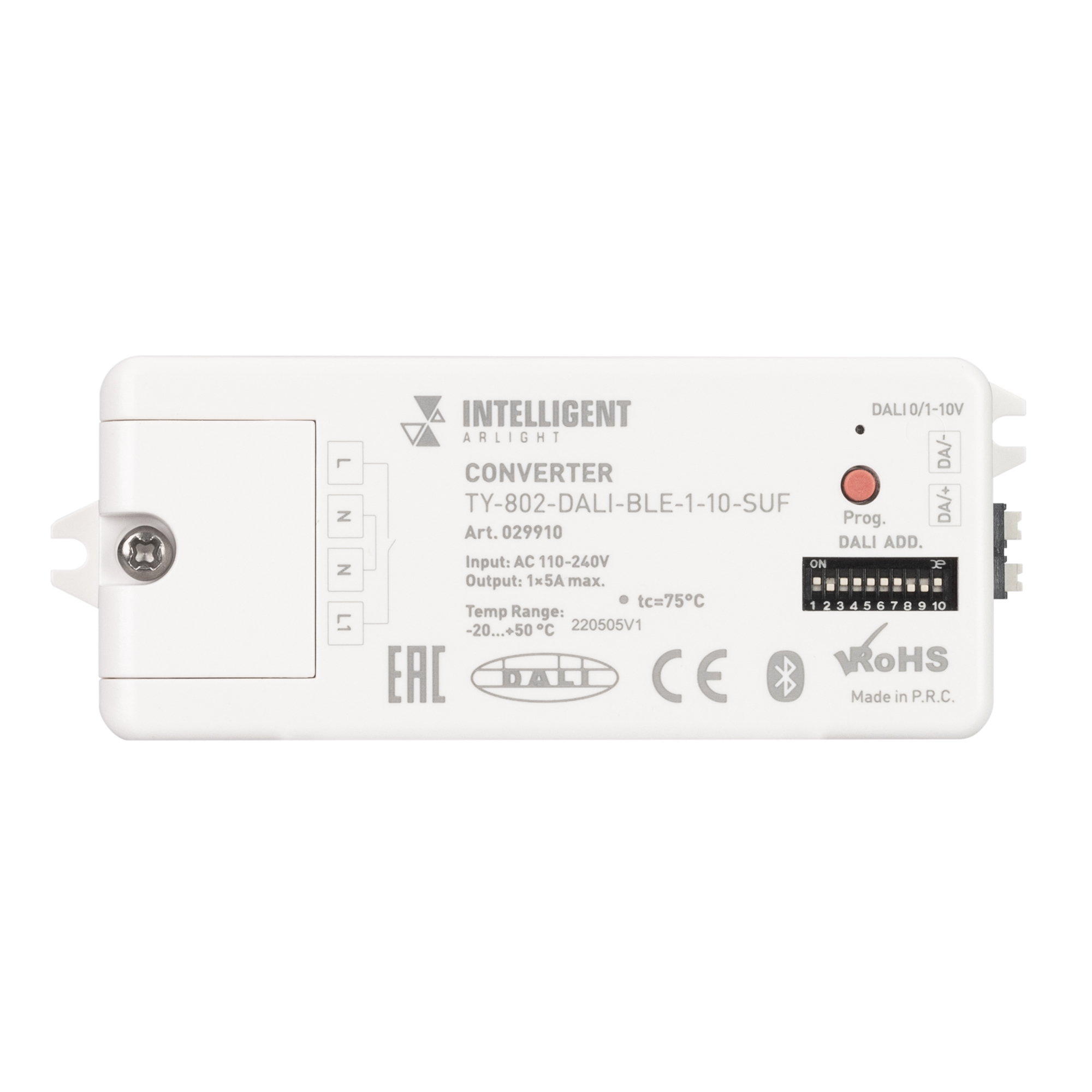 INTELLIGENT ARLIGHT Конвертер TY-802-DALI-BLE-1-10-SUF (230V, 10A, DALI, 0-10V) (IARL, IP20 Пластик, 3 года) 029910