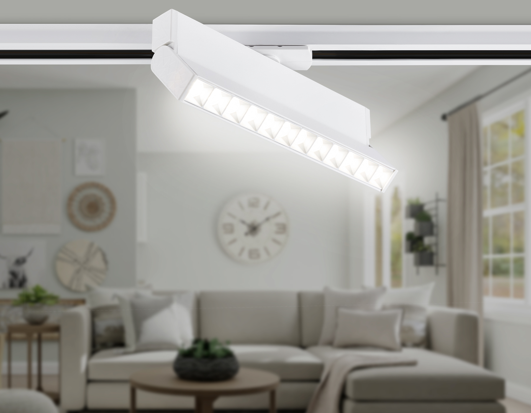 Трековый однофазный светодиодный светильник GL6816 WH белый LED 12W 4200K 24° 230*22*87