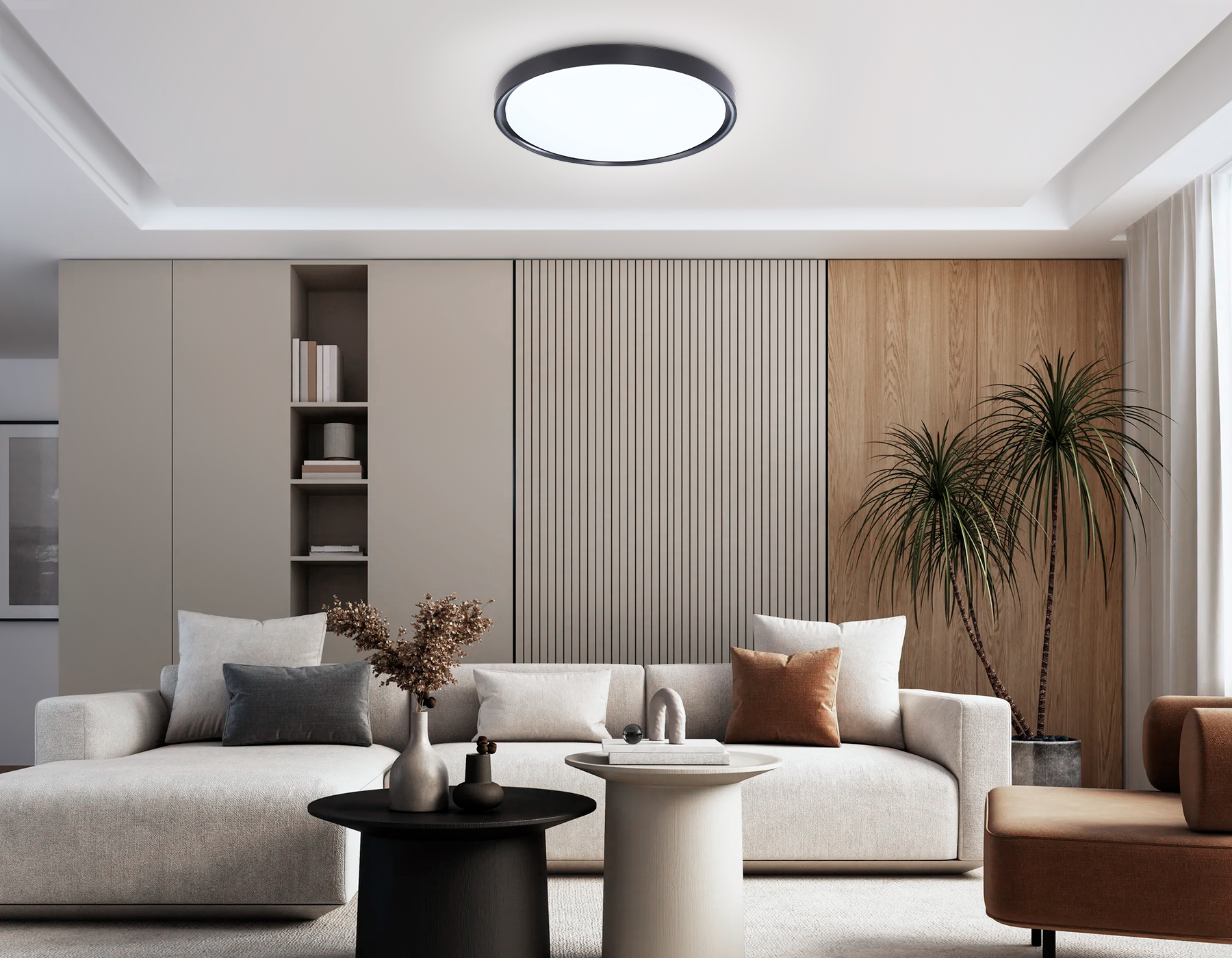 Потолочный светодиодный светильник с высокой степенью защиты IP54 FZ1248 BK черный IP54 30W 5000K D380*60 (Без ПДУ)