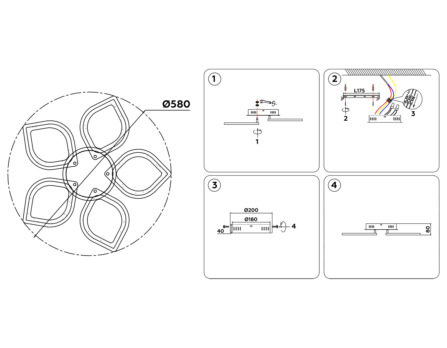 Потолочный светодиодный светильник FA444/5 WH белый 60W 4200K 580*580*80 (Без ПДУ)