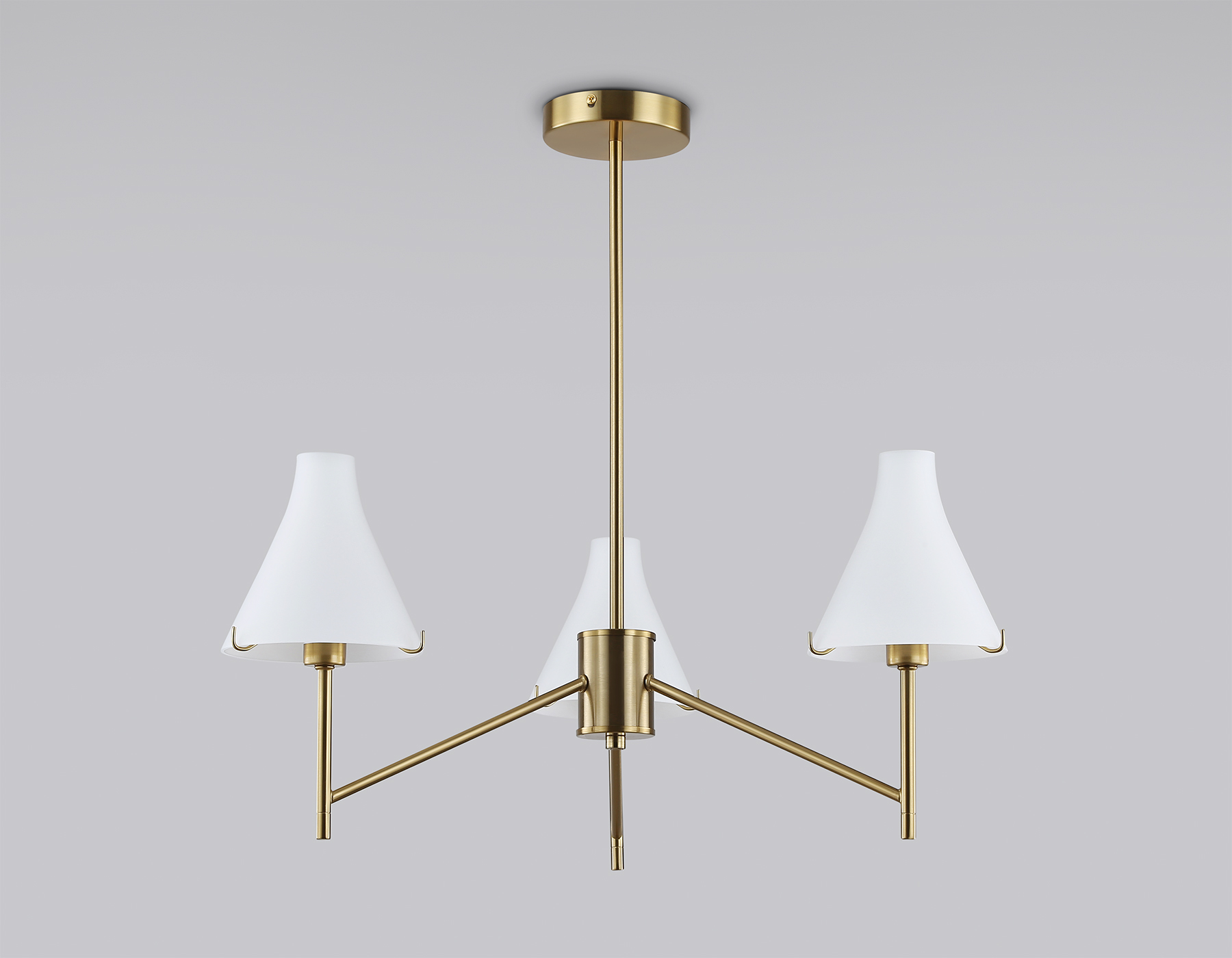 Люстра со стеклянными плафонами на штанге LH57131/3 BS/FR латунь/белый матовый E14/3 max 40W D650*590