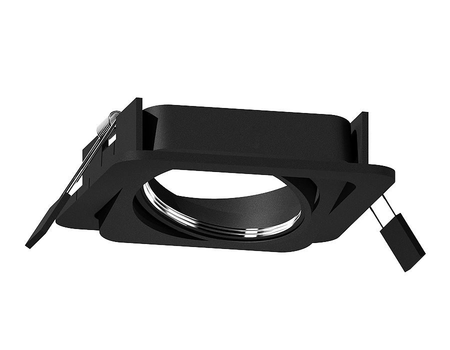 Корпус светильника встраиваемый поворотный для насадок D70mm C7659 SBK черный песок 120*120*H25mm MR16 GU5.3