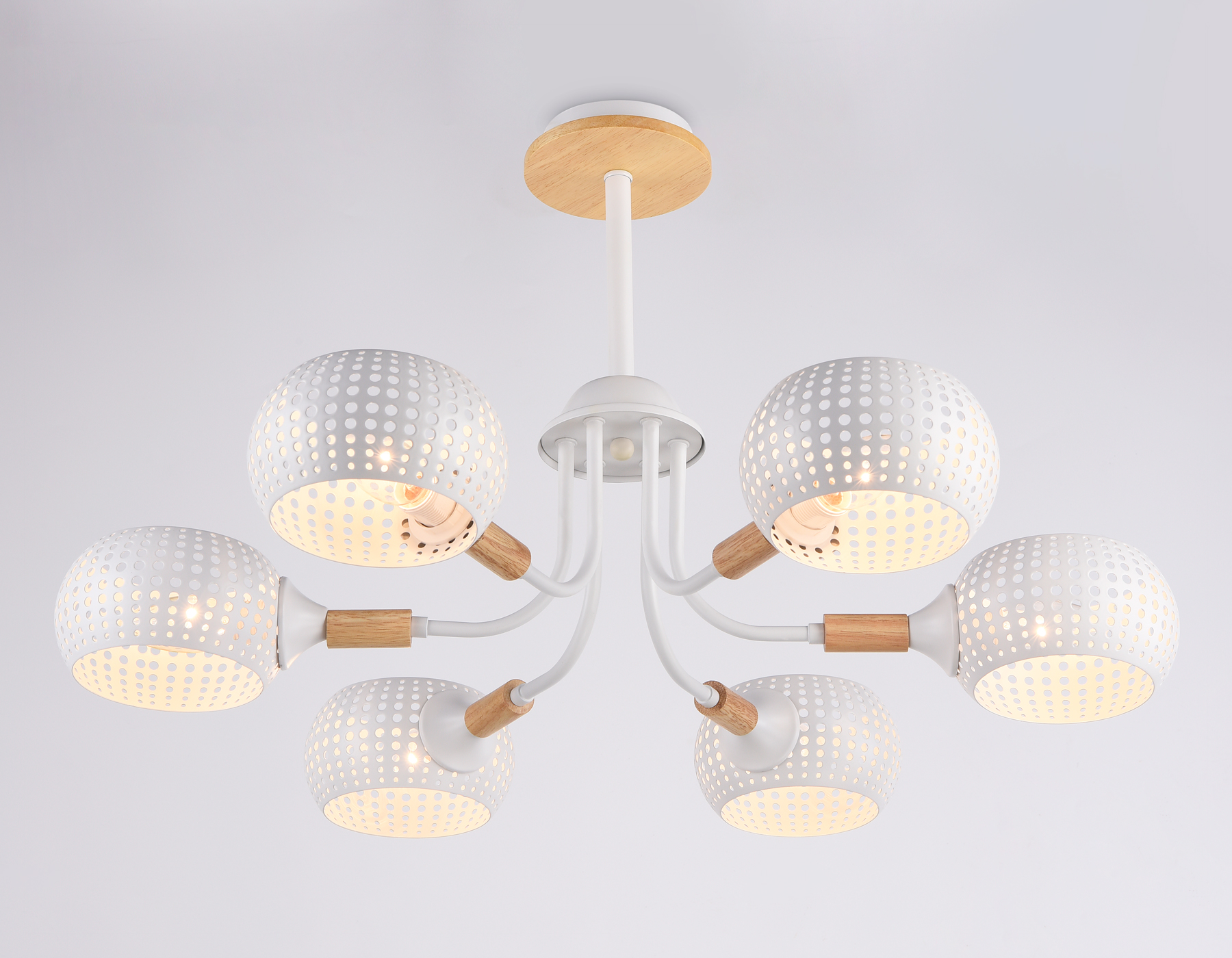 Подвесная люстра TR80166/6 WH/LWD белый/светлое дерево E14/6 max 40W D690*370