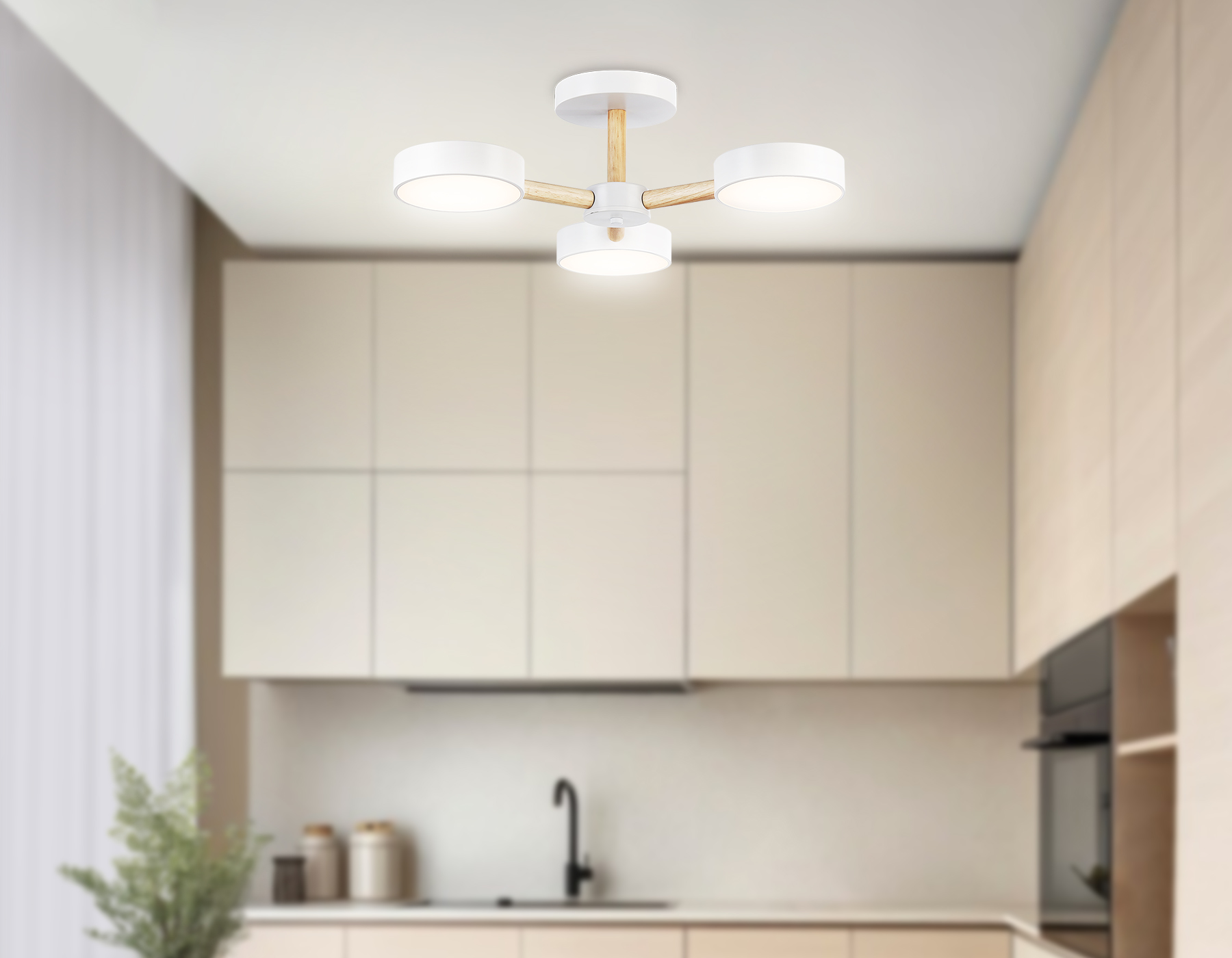 Подвесной светодиодный светильник с пультом FL4821/3 WH белый 3000K-6400K 40W D580*160 (ПДУ ИК)