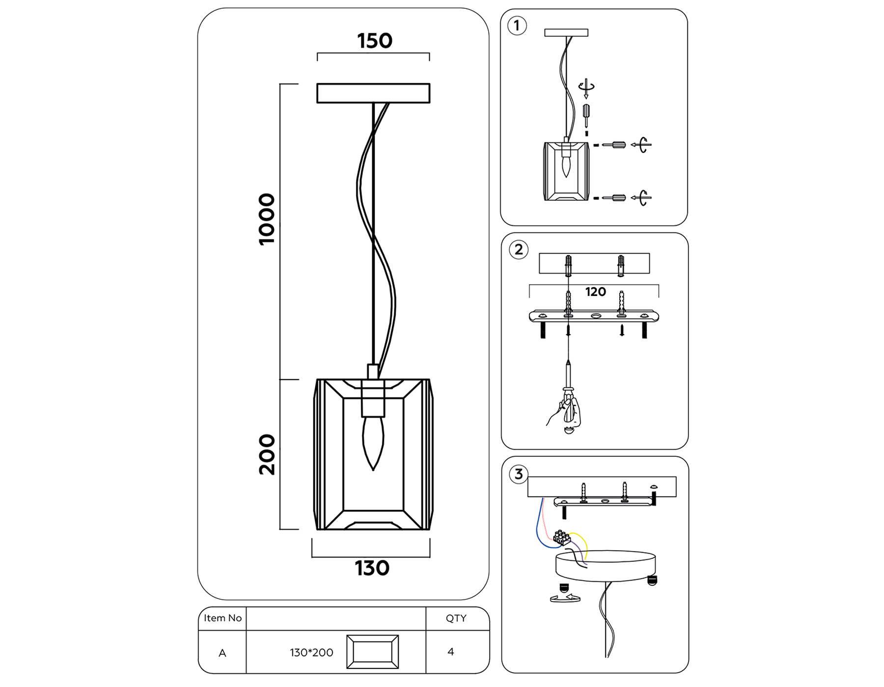 Подвесной светильник с хрусталем TR5108 GD/CL золото/прозрачный E27/1 max 40W 150*150*1200
