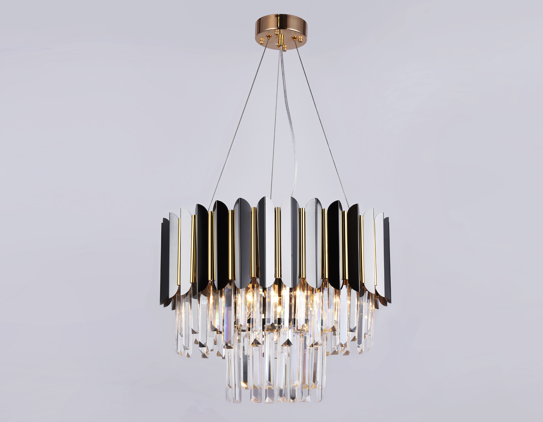 Подвесная люстра с хрусталем TR5297/7 DCH/GD черный хром/золото E14/7 max 40W D500*780