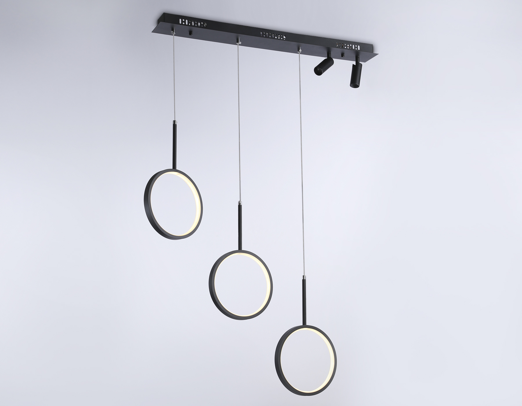 Подвесной светодиодный светильник с пультом FL5278/3+2 BK черный 59W 3000K/4200K/6400K+4200K 800*20*1200 (ПДУ ИК)