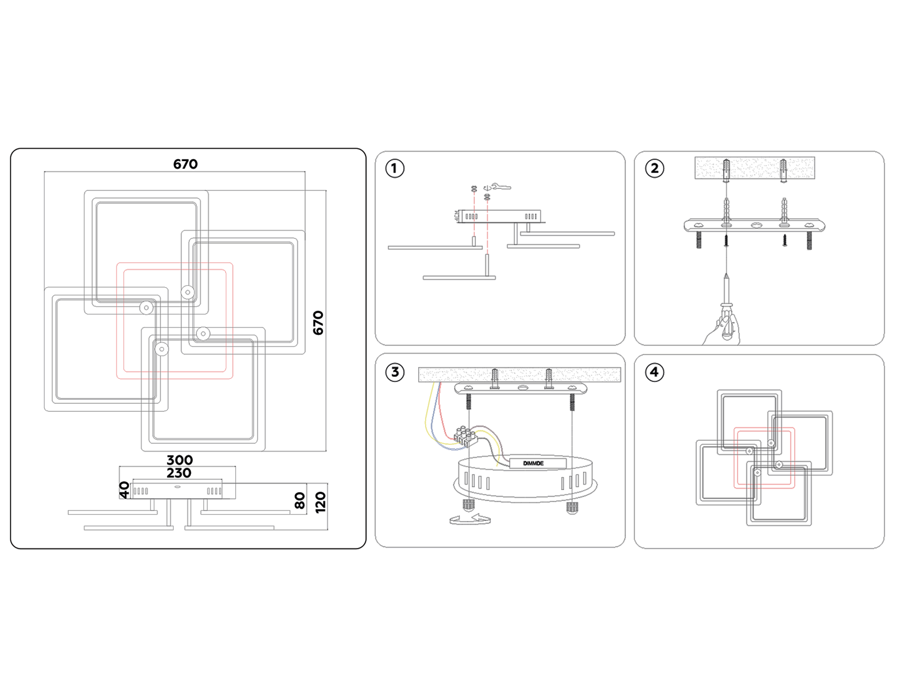 Потолочный светодиодный светильник с пультом FA537/4 WH белый 148W 670*670*120 (ПДУ РАДИО 2.4)