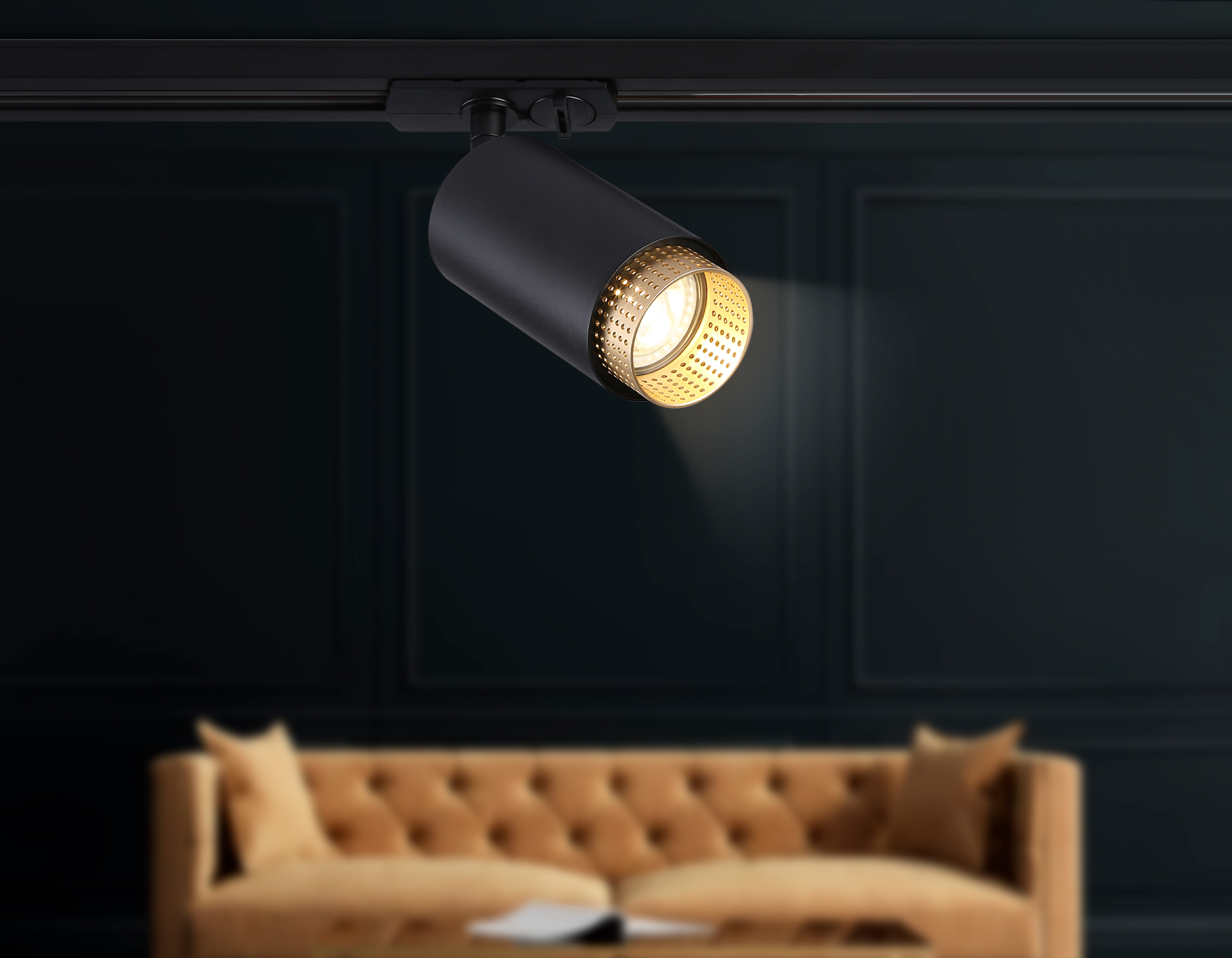 Трековый однофазный светильник со сменной лампой GL5162 BK/GD черный/золото GU10 max 12W D60*190