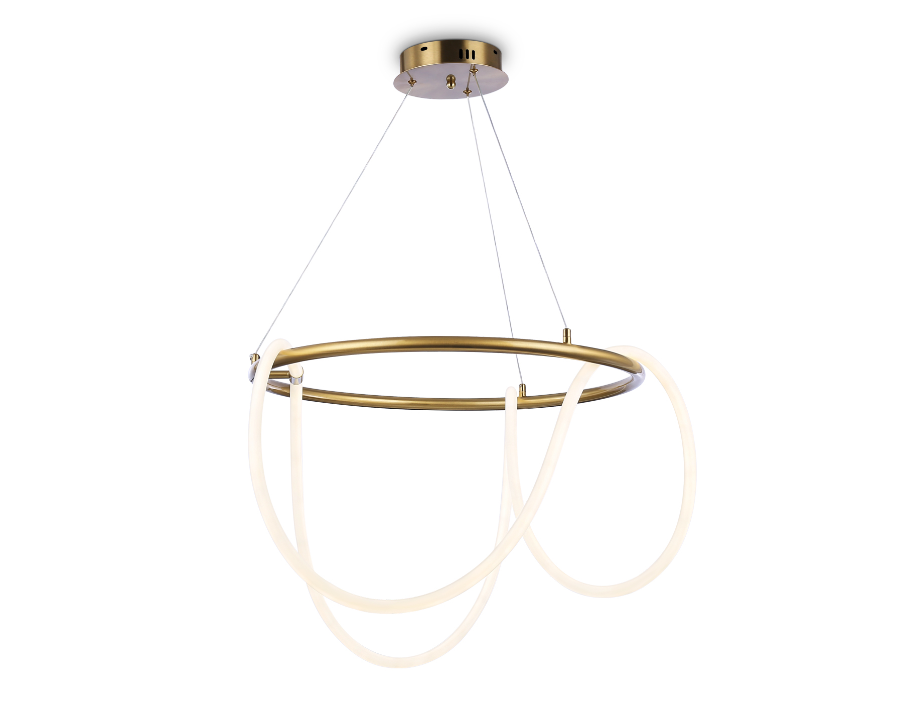 Подвесной светодиодный светильник с пультом FL10503 BS латунь 3000K/4200K/6400K 74W D600*1200 (ПДУ РАДИО 2.4G)