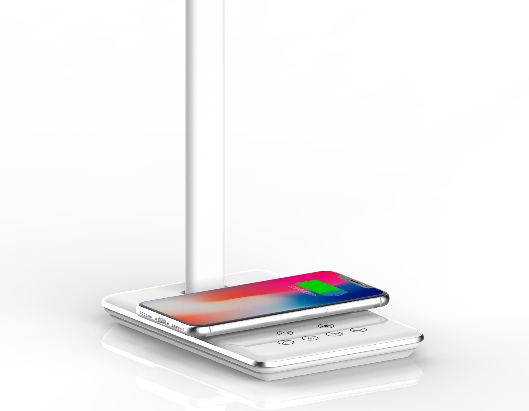 Светодиодная настольная лампа с беспроводной зарядкой и USB портом DE581 WH белый LED 2700-6400K 6W