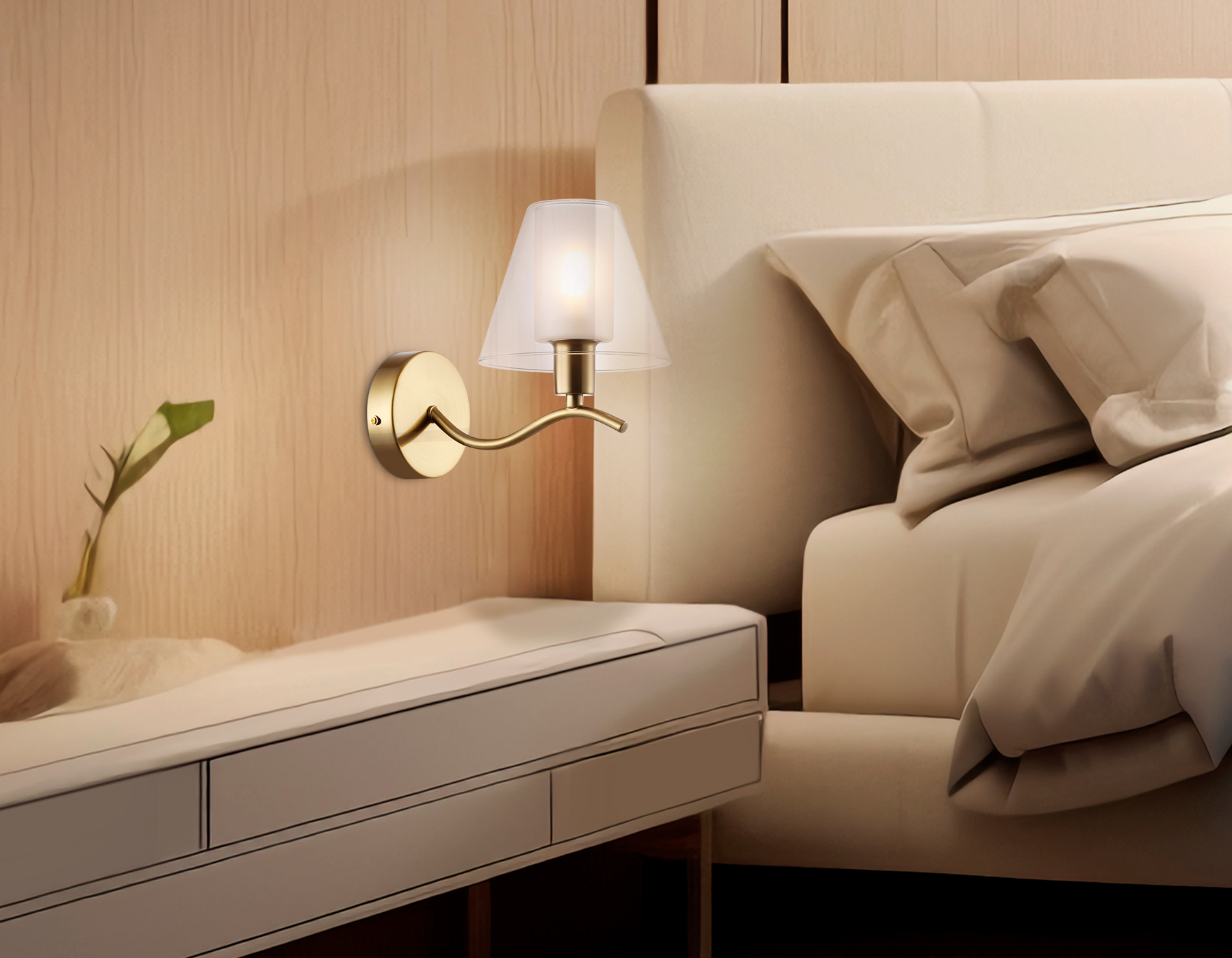 Настенный светильник LH57095 BS/FR латунь/белый матовый E14 max 40W 230*140*200