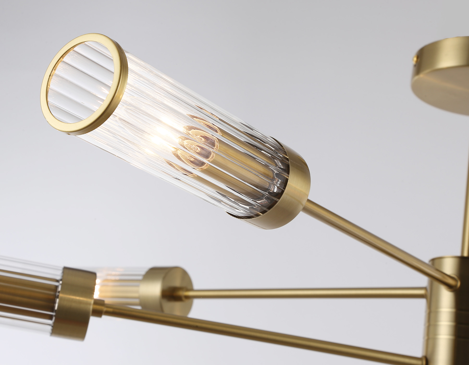 Люстра со стеклянными плафонами на штанге LH55162/8 BS/CL латунь/прозрачный E14/8 max 40W D930*330