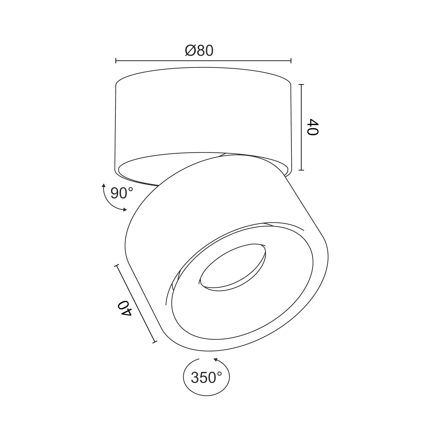 Накладной поворотный светодиодный светильник Ledron LH8 White 4000K (11088)