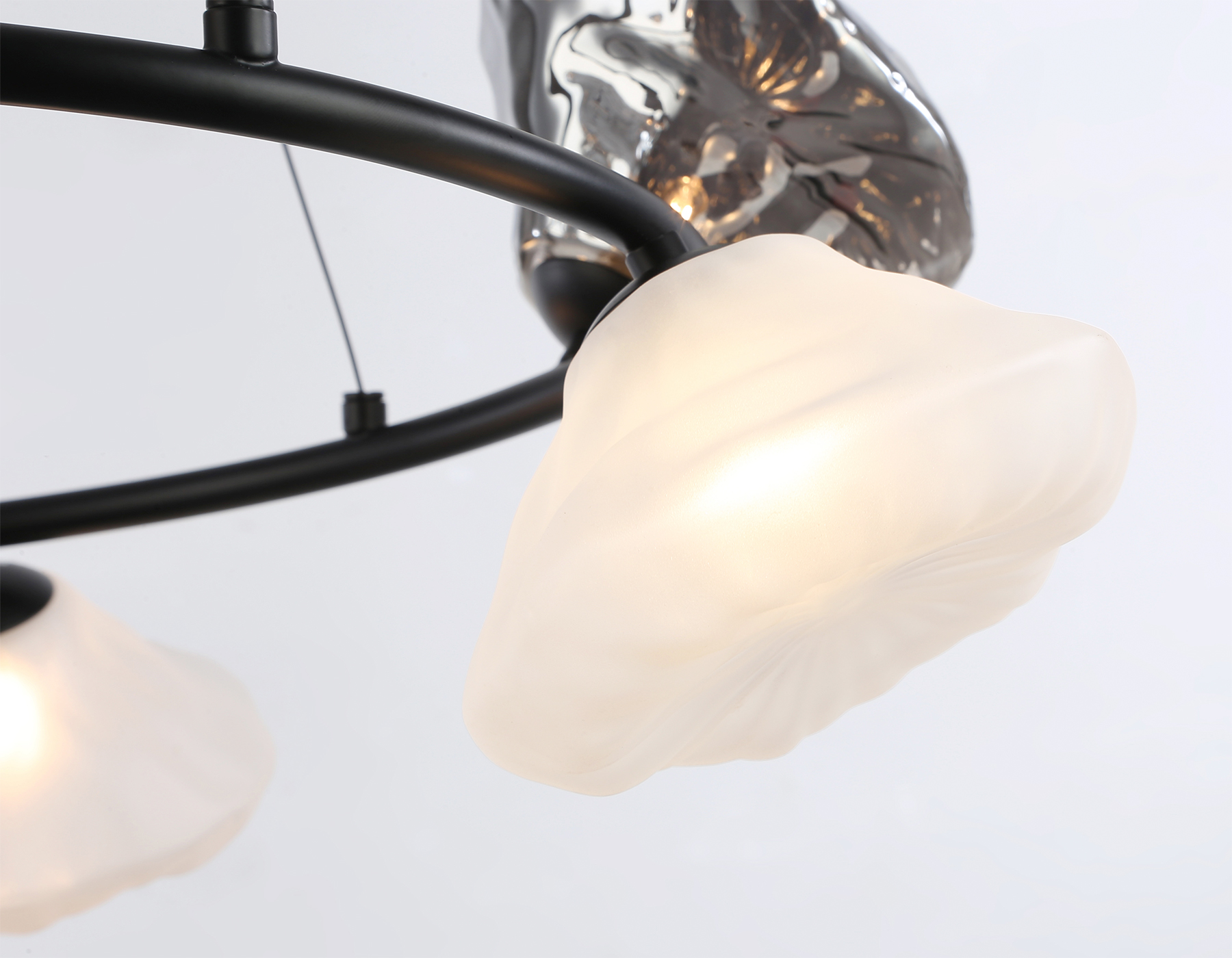 Подвесная люстра LH15003/6 BK/FR/SM черный/белый матовый/дымчатый G9*6 max 40W D630*1150