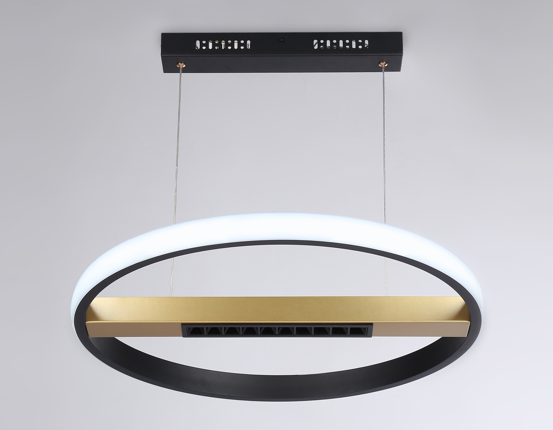 Подвесной светодиодный светильник с пультом управления FL51489 BK/GD черный/золото 62W 3000K-6400K D600*1000 (ПДУ ИК)