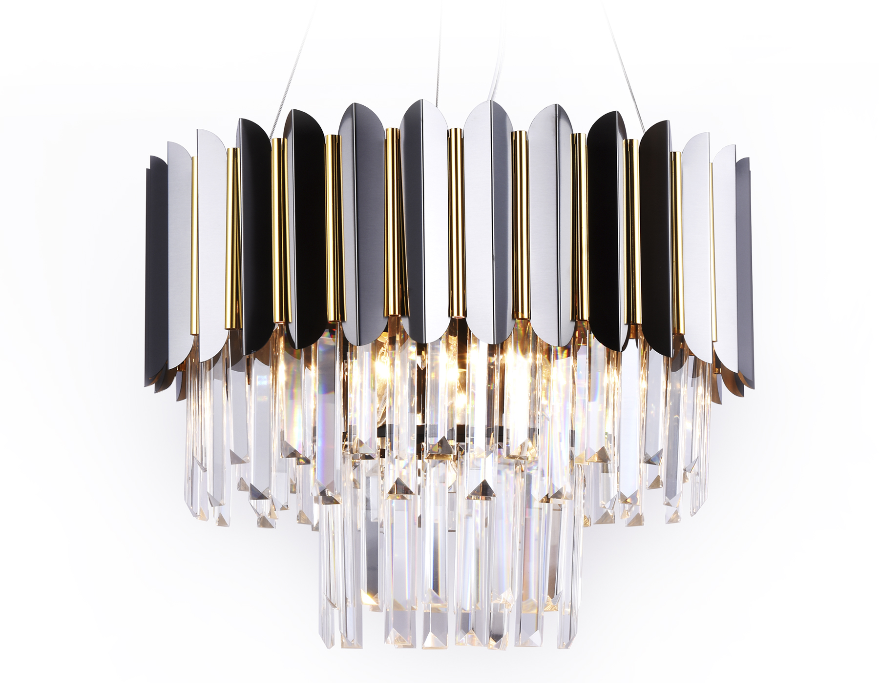 Подвесная люстра с хрусталем TR5297/7 DCH/GD черный хром/золото E14/7 max 40W D500*780