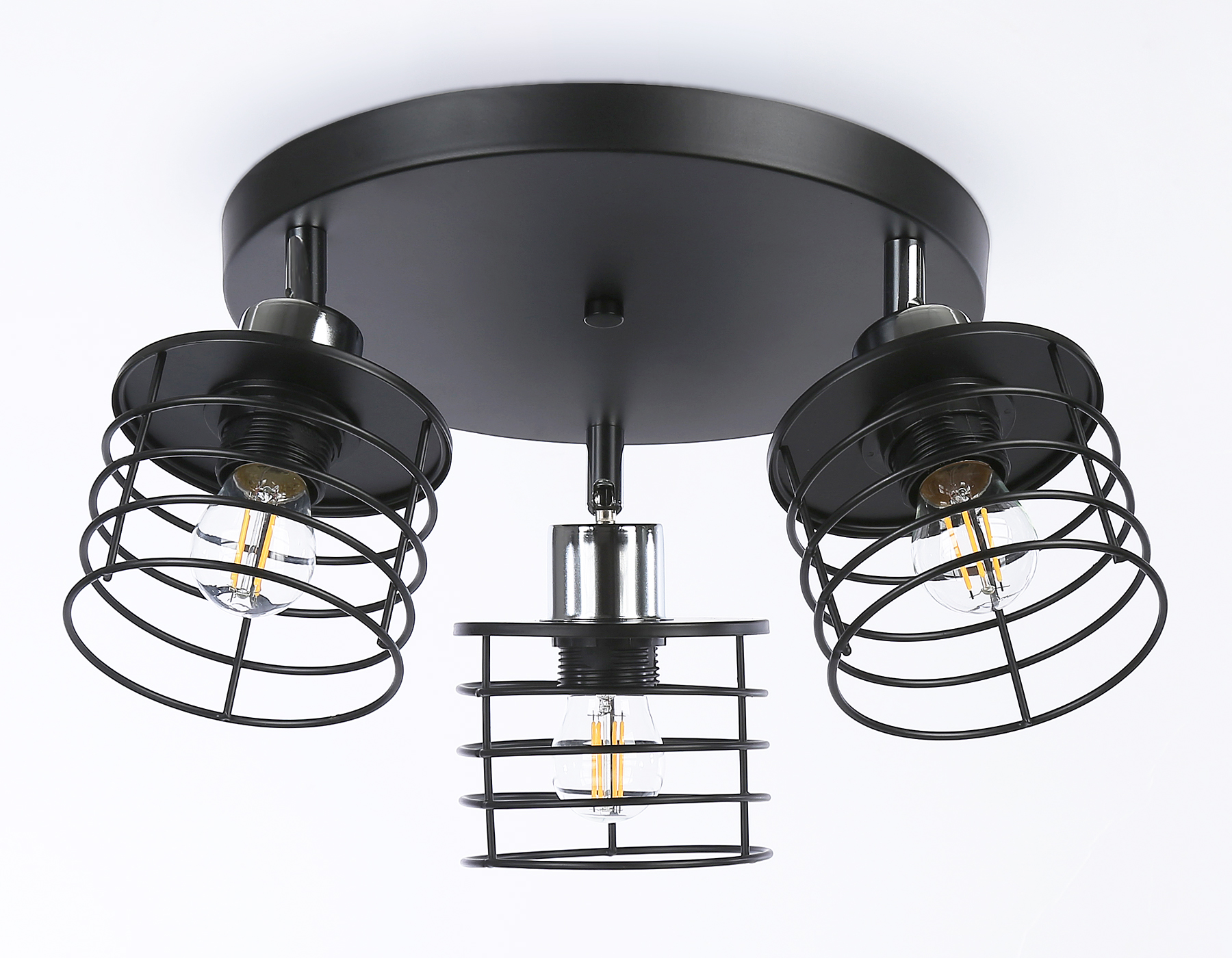 Настенно-потолочный спот в стиле лофт TR8092/3 BK/CH черный/хром E27*3 max 40W D372*190