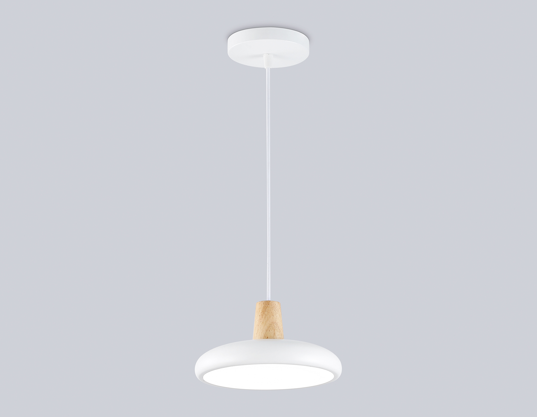 Светильник светодиодный подвесной FL4838 WH/WD белый/дерево 24W 3000-6000K D200*800 (без ПДУ)